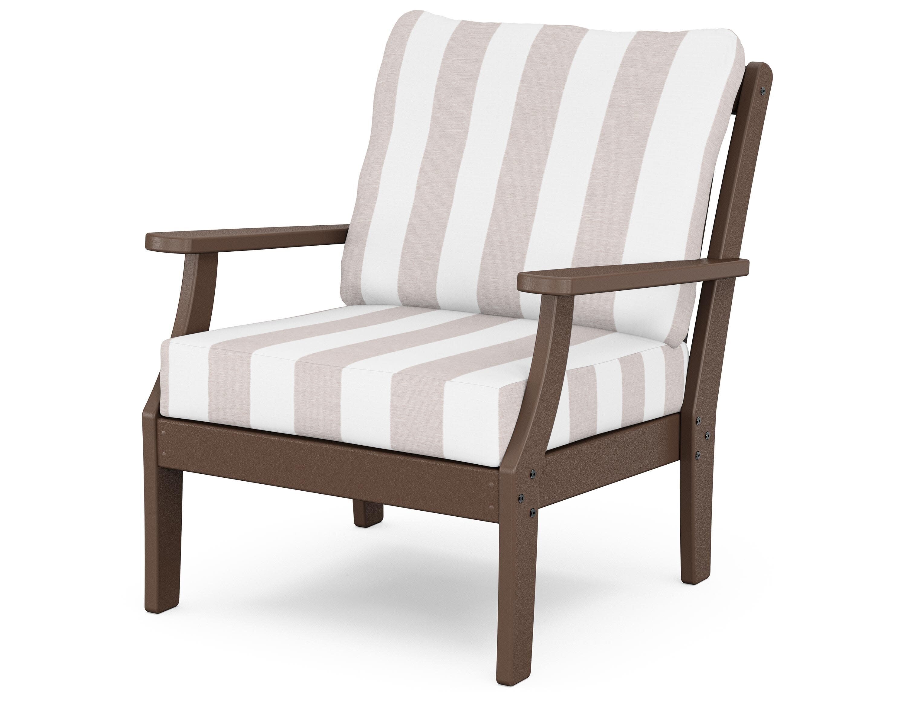 Yacht Club Deep Seating Chair in Vintage Lantern / Cabana Stripe Dune Burlap