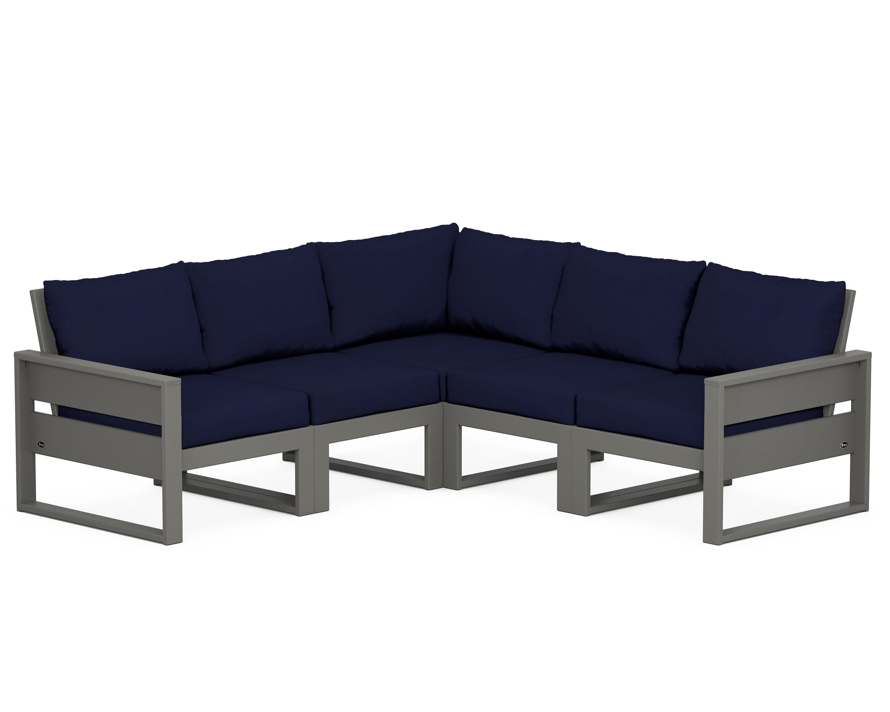 Eastport 5-Piece Sectional in Stepping Stone / Navy