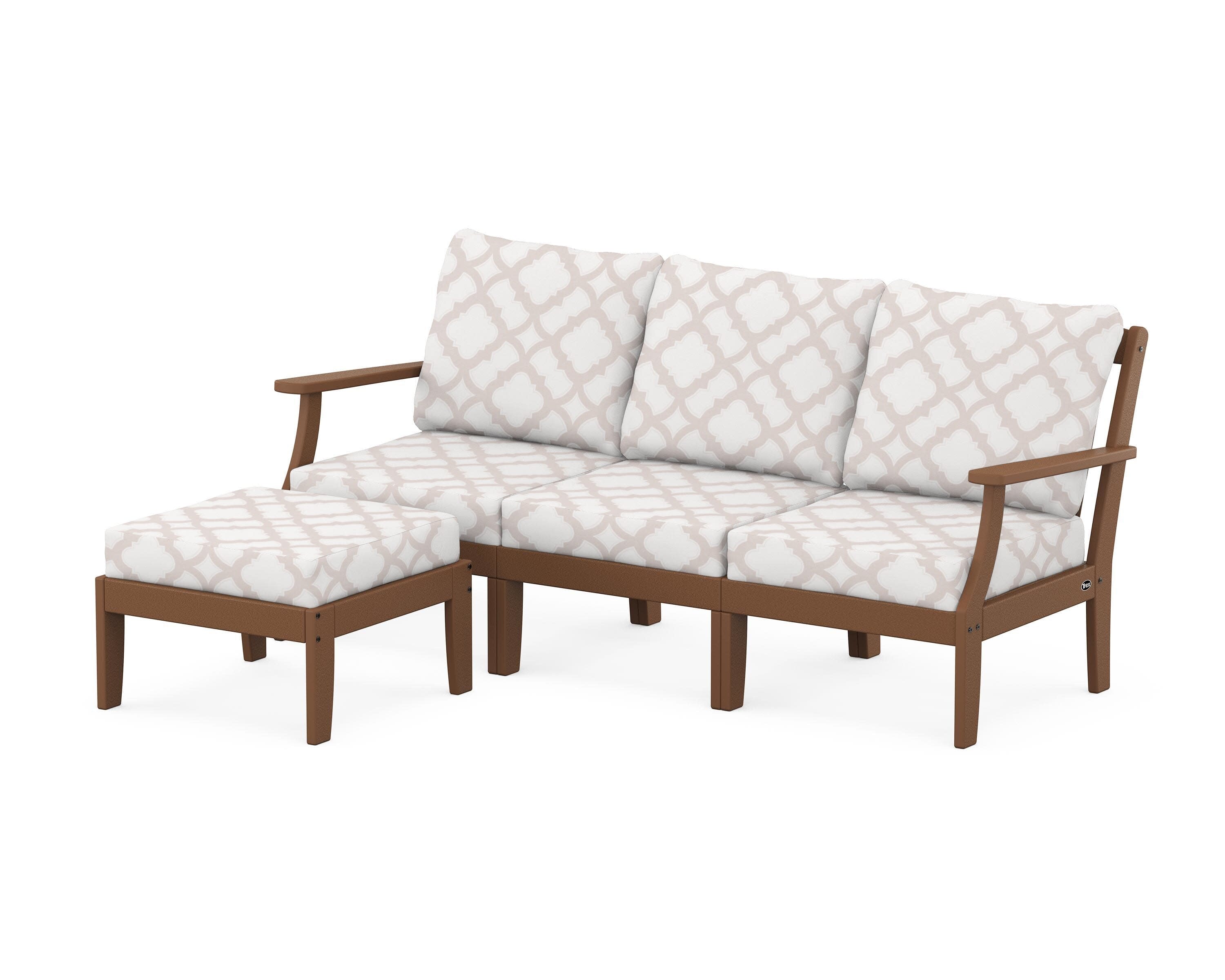 Yacht Club Modular 4-Piece Deep Seating Set with Ottoman in Tree House / Trellis Dune Burlap