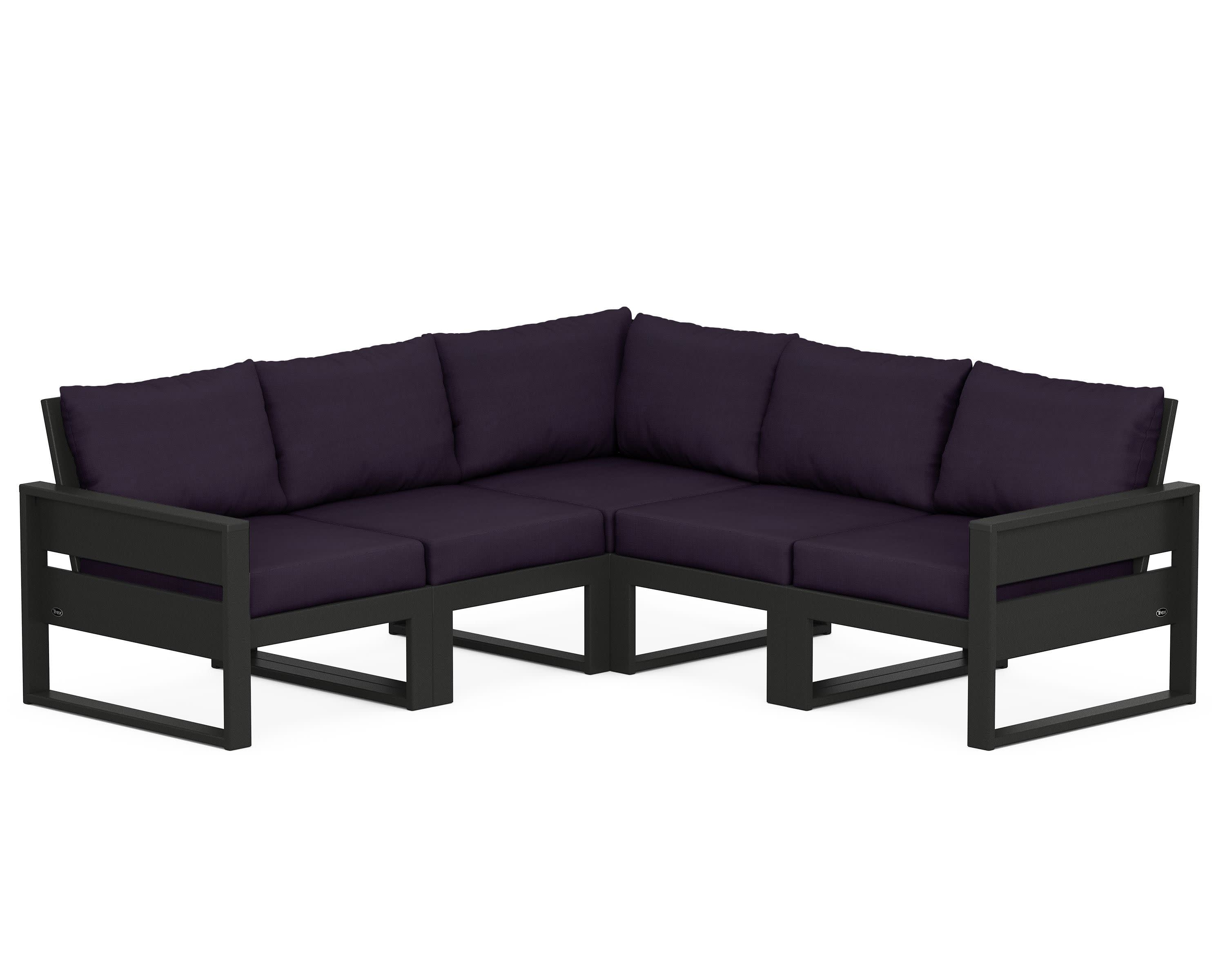 Eastport 5-Piece Sectional in Charcoal Black / Navy Linen