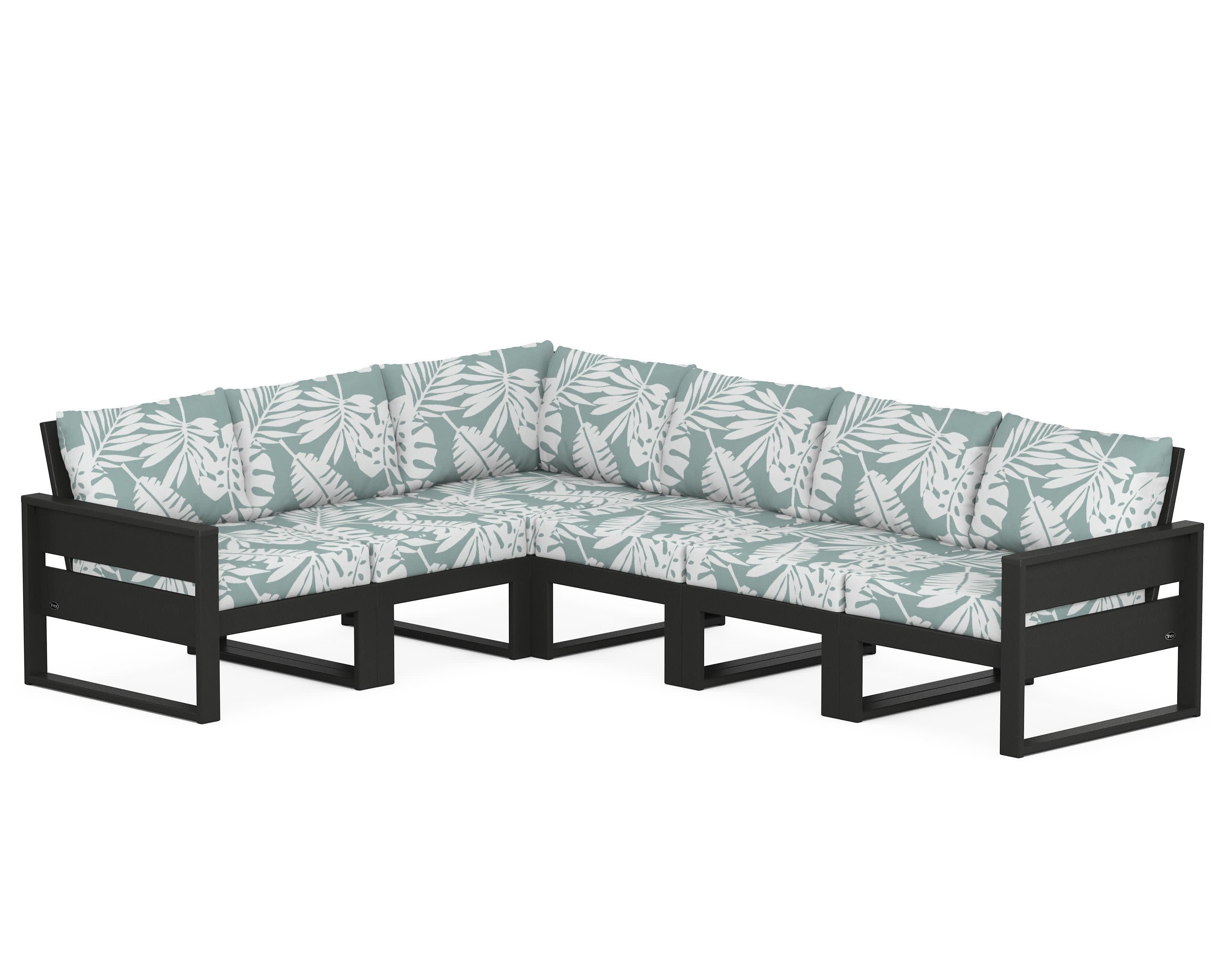 Eastport 6-Piece Sectional in Charcoal Black / Leaf Glacier Spa