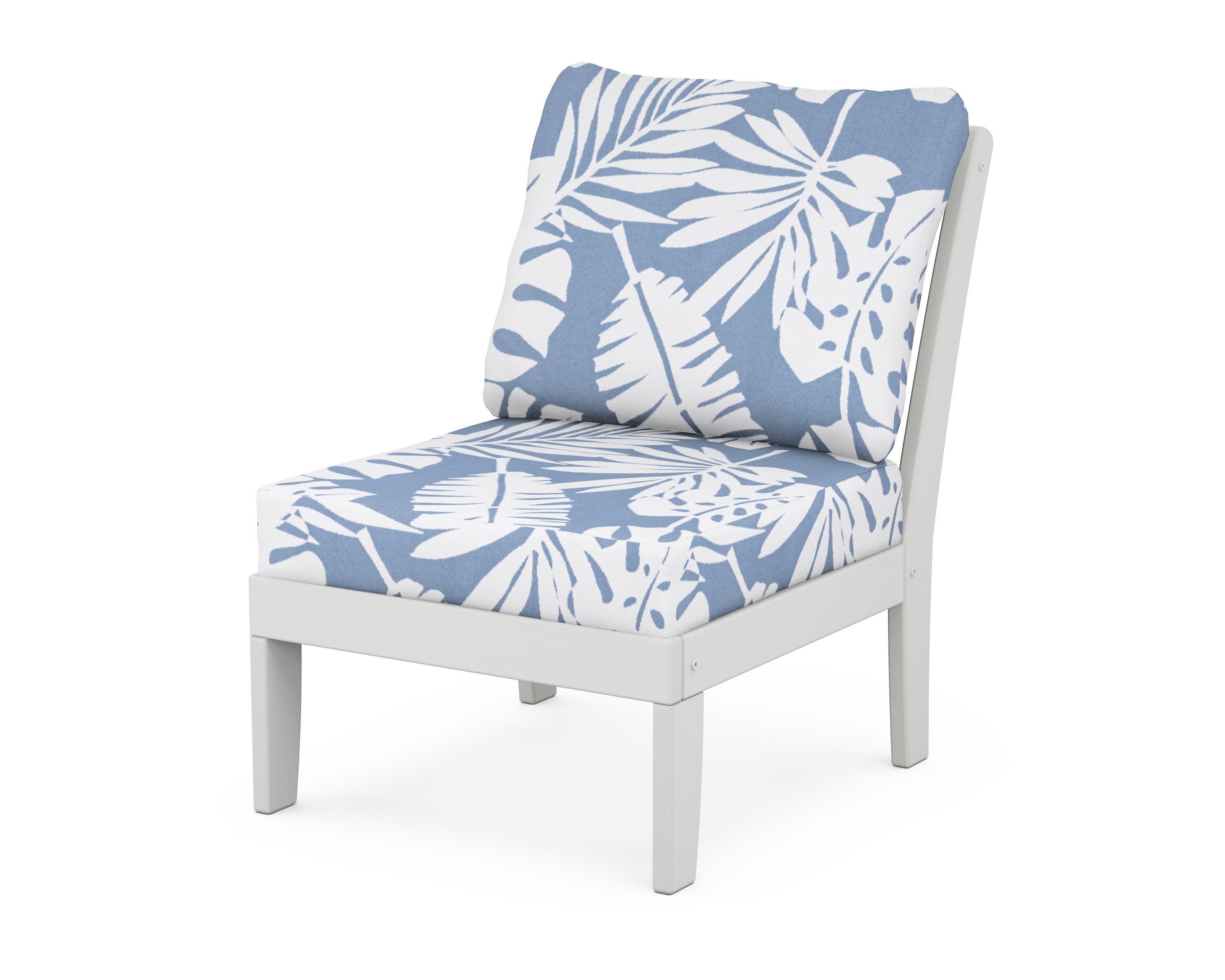 Yacht Club Modular Armless Chair in Classic White / Leaf Sky Blue