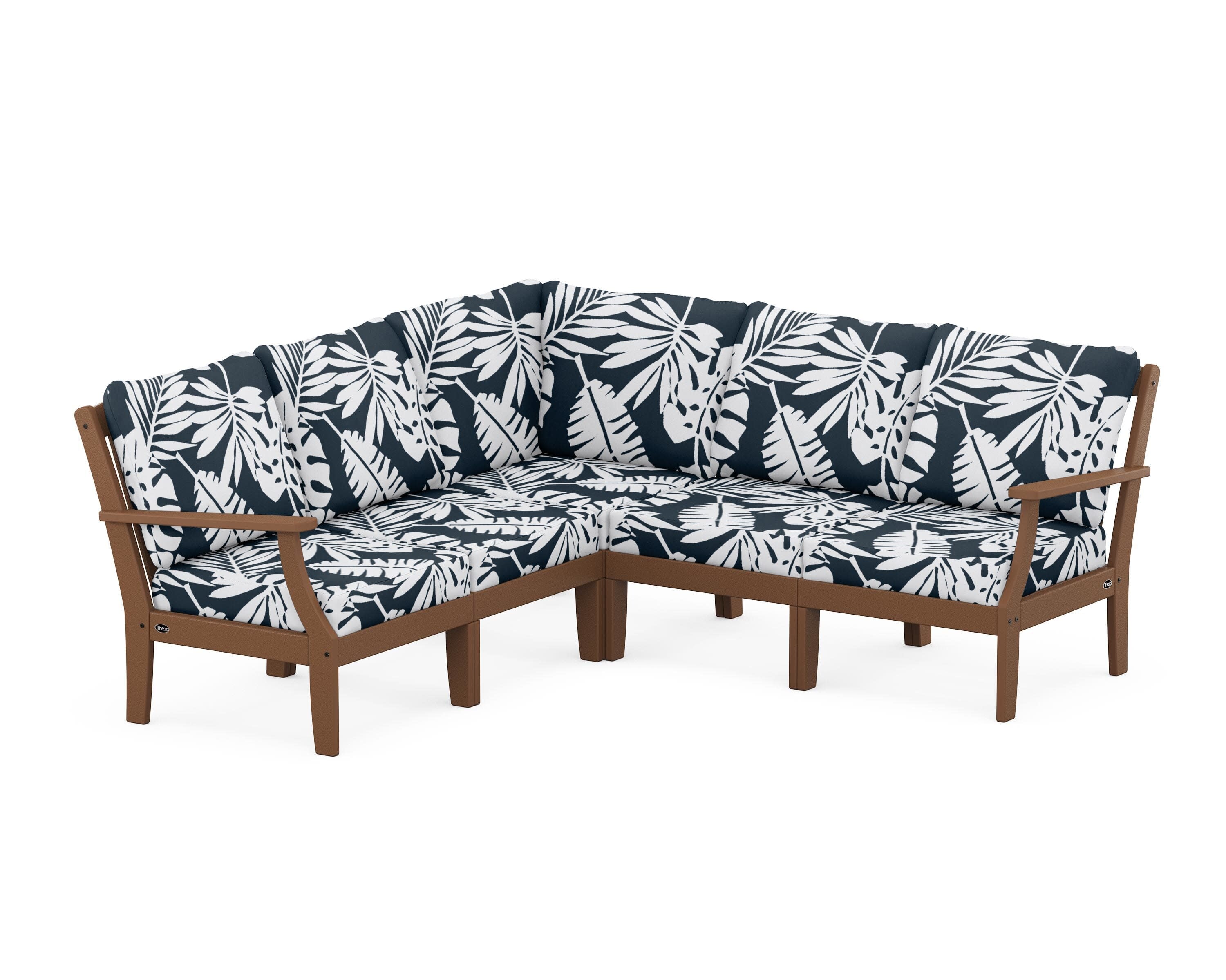 Yacht Club Modular 5-Piece Deep Seating Set in Tree House / Leaf Marine Indigo