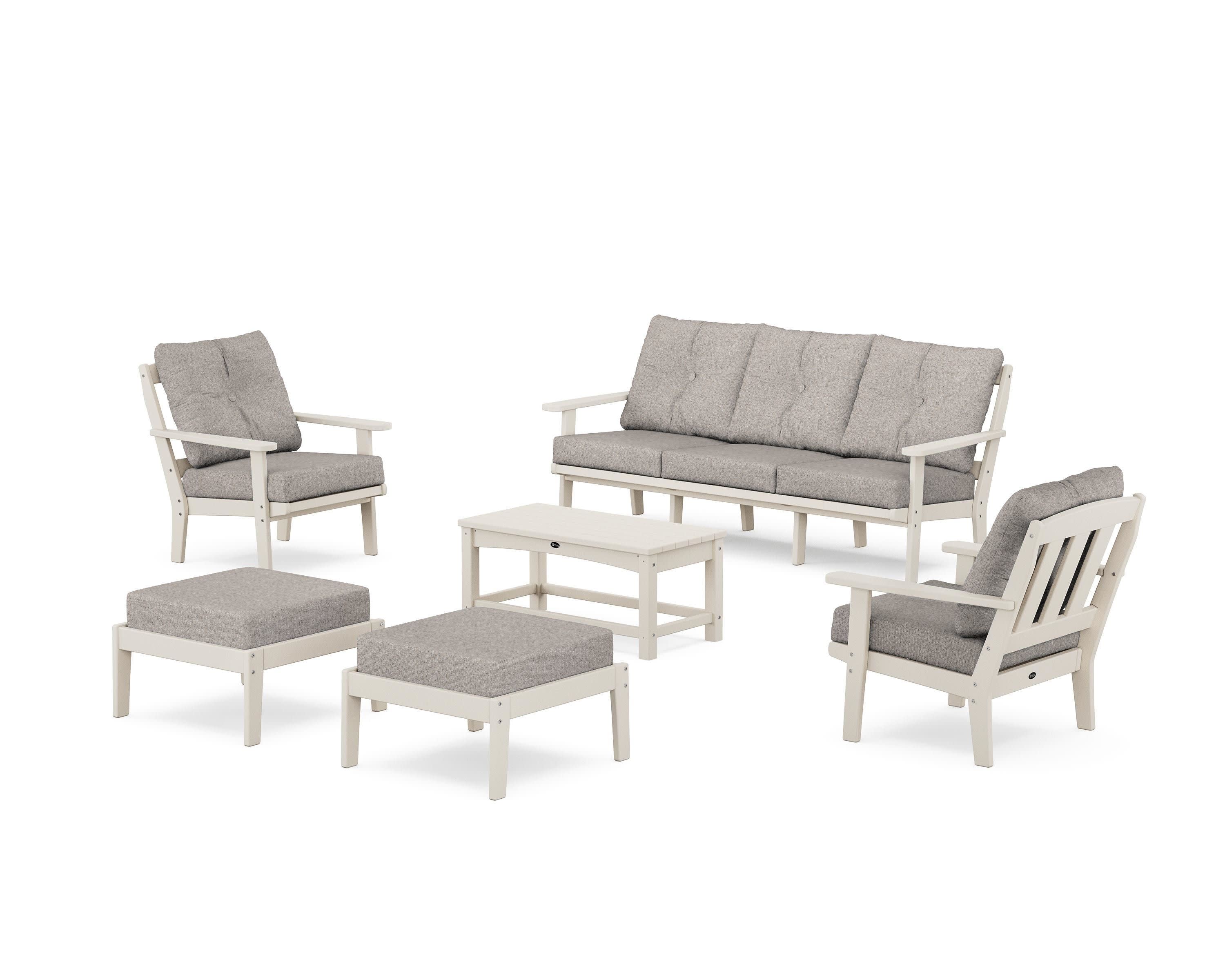 Cape Cod 6-Piece Lounge Sofa Set in Sand Castle / Weathered Tweed