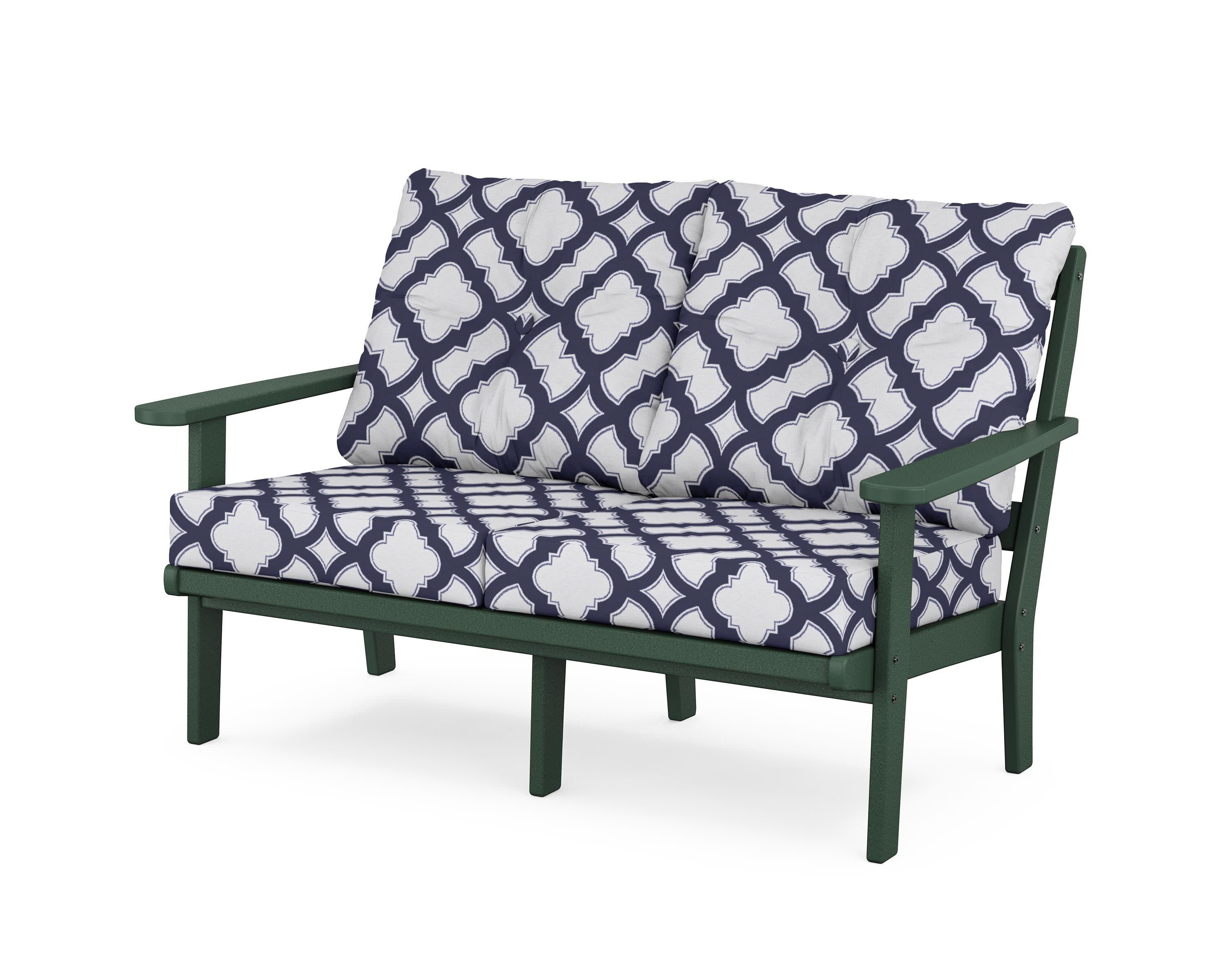 Cape Cod Deep Seating Loveseat in Rainforest Canopy / Trellis Navy