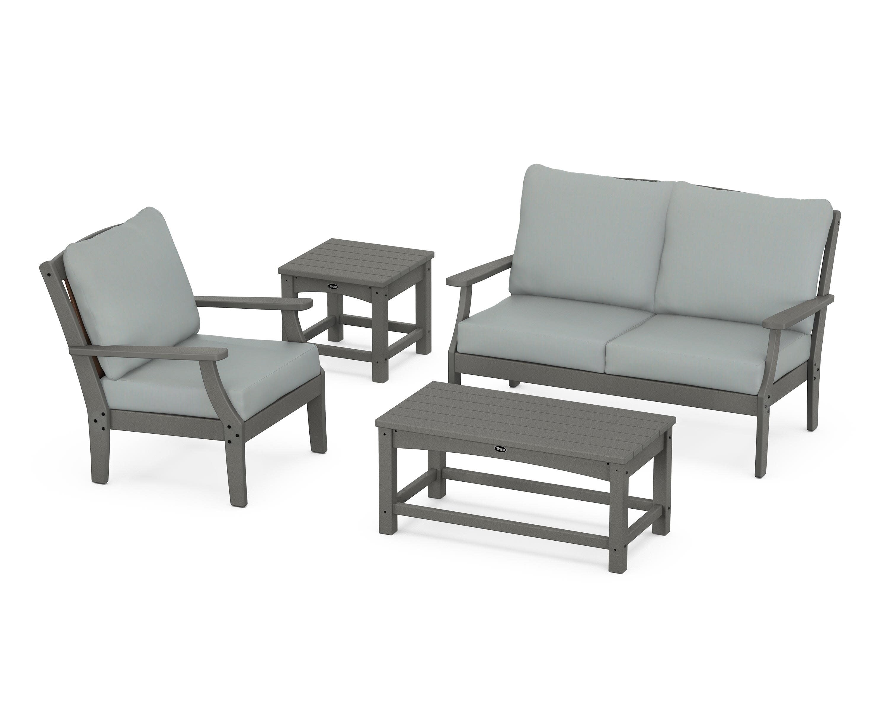 Yacht Club 4-Piece Deep Seating Set in Stepping Stone / Spa
