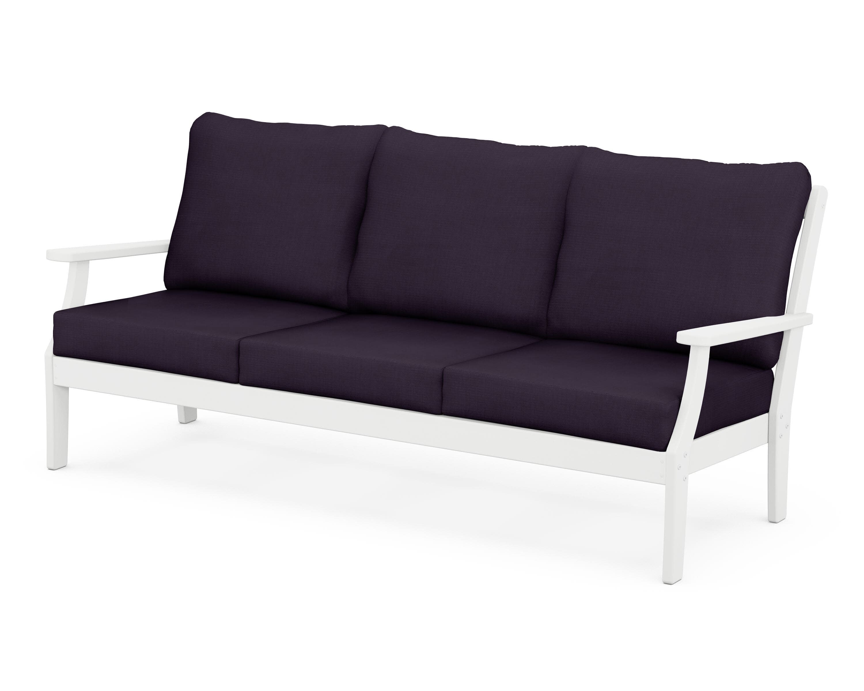 Yacht Club Deep Seating Sofa in Classic White / Navy Linen