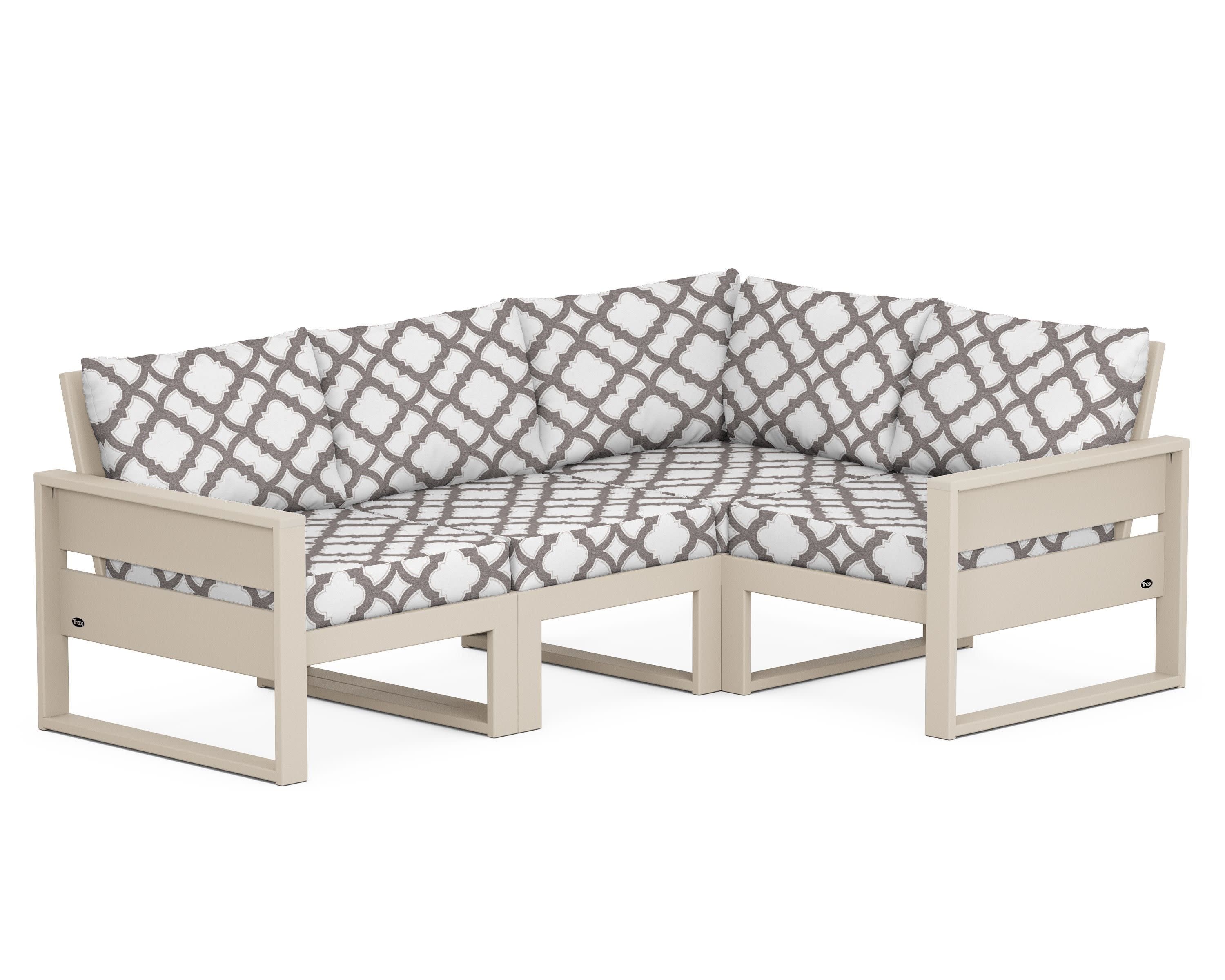 Eastport 4- Piece Sectional in Sand Castle / Trellis Grey Mist
