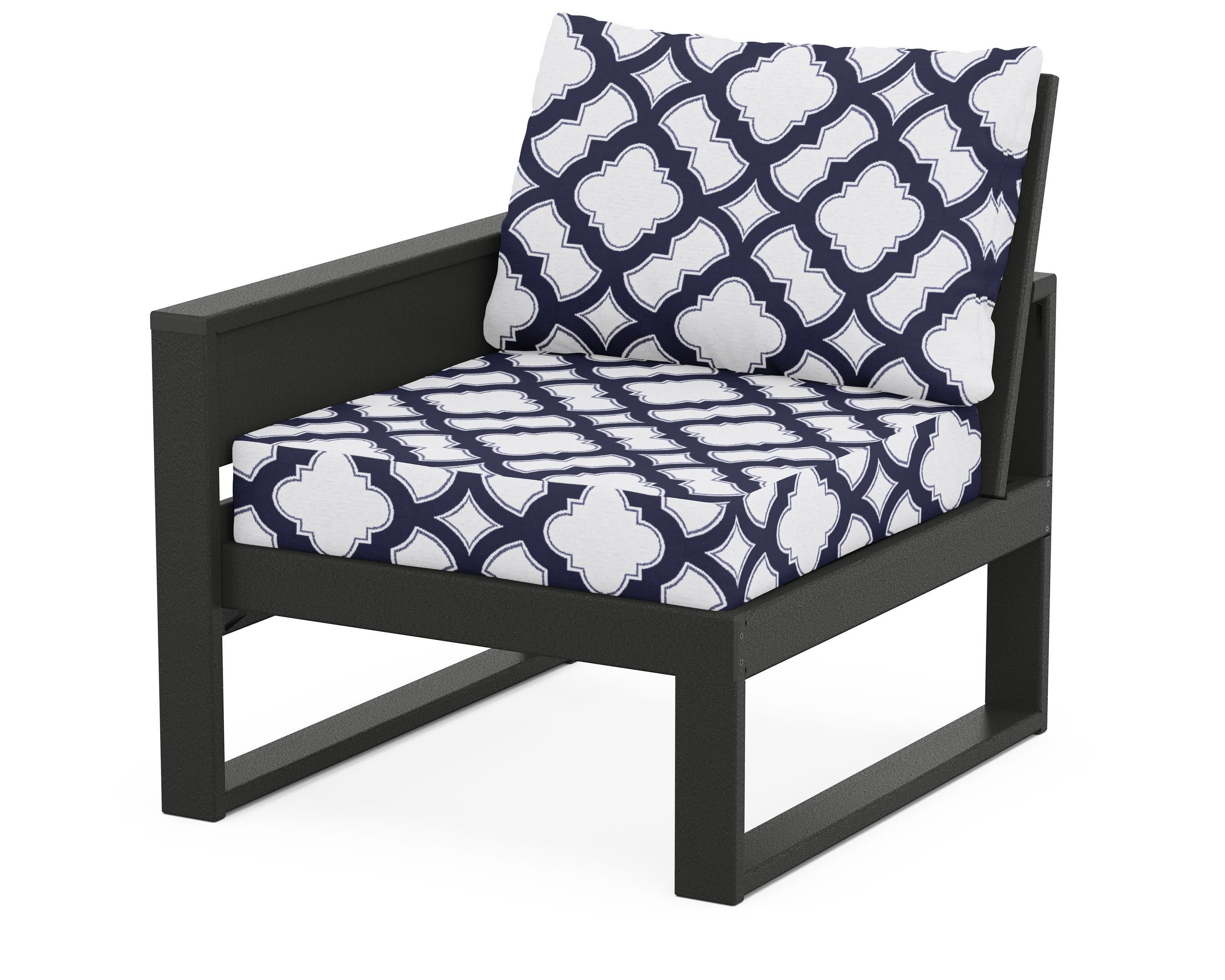 Eastport Modular Left Arm Chair in Charcoal Black / Trellis Navy