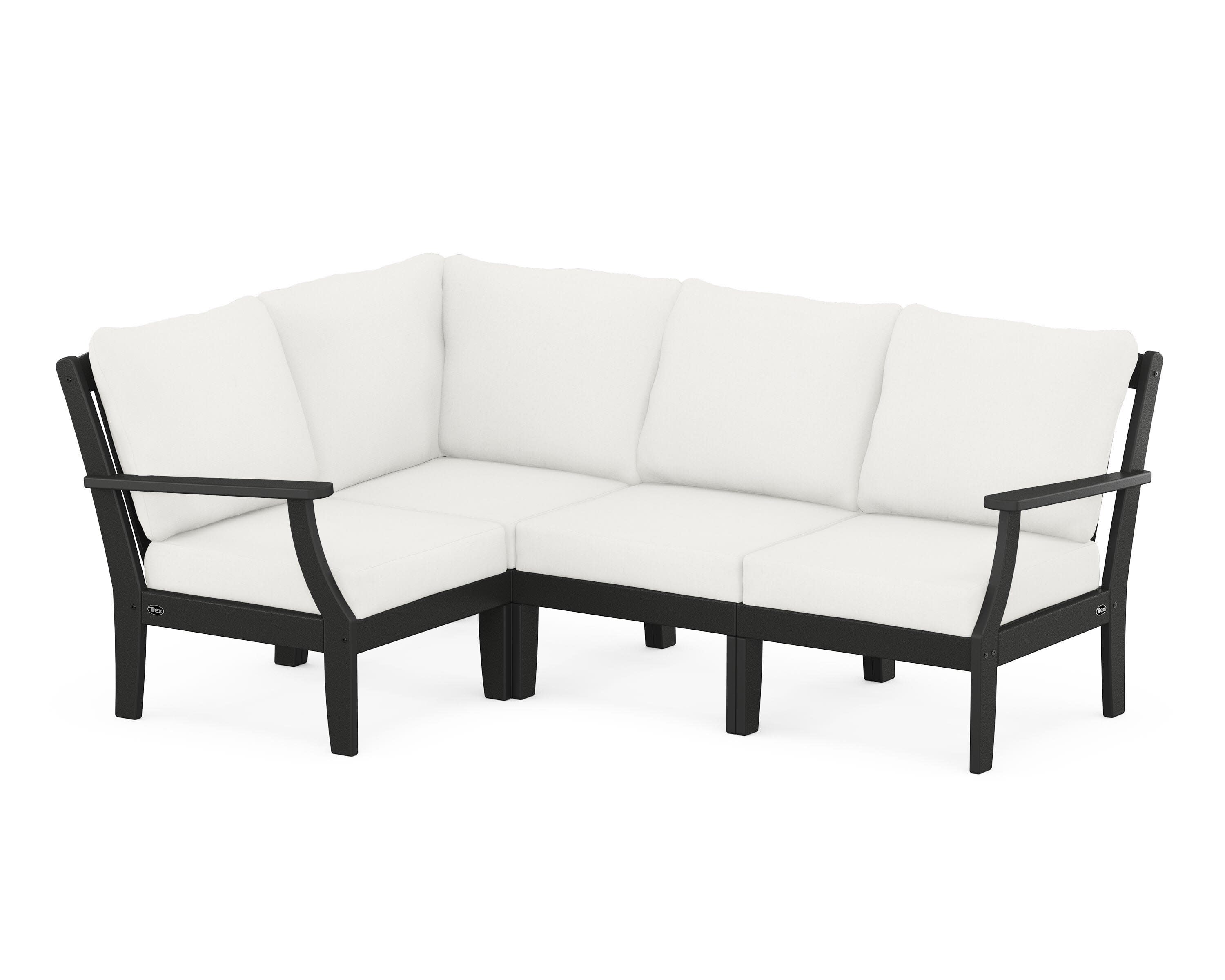 Yacht Club Modular 4-Piece Deep Seating Set in Charcoal Black / Natural Linen
