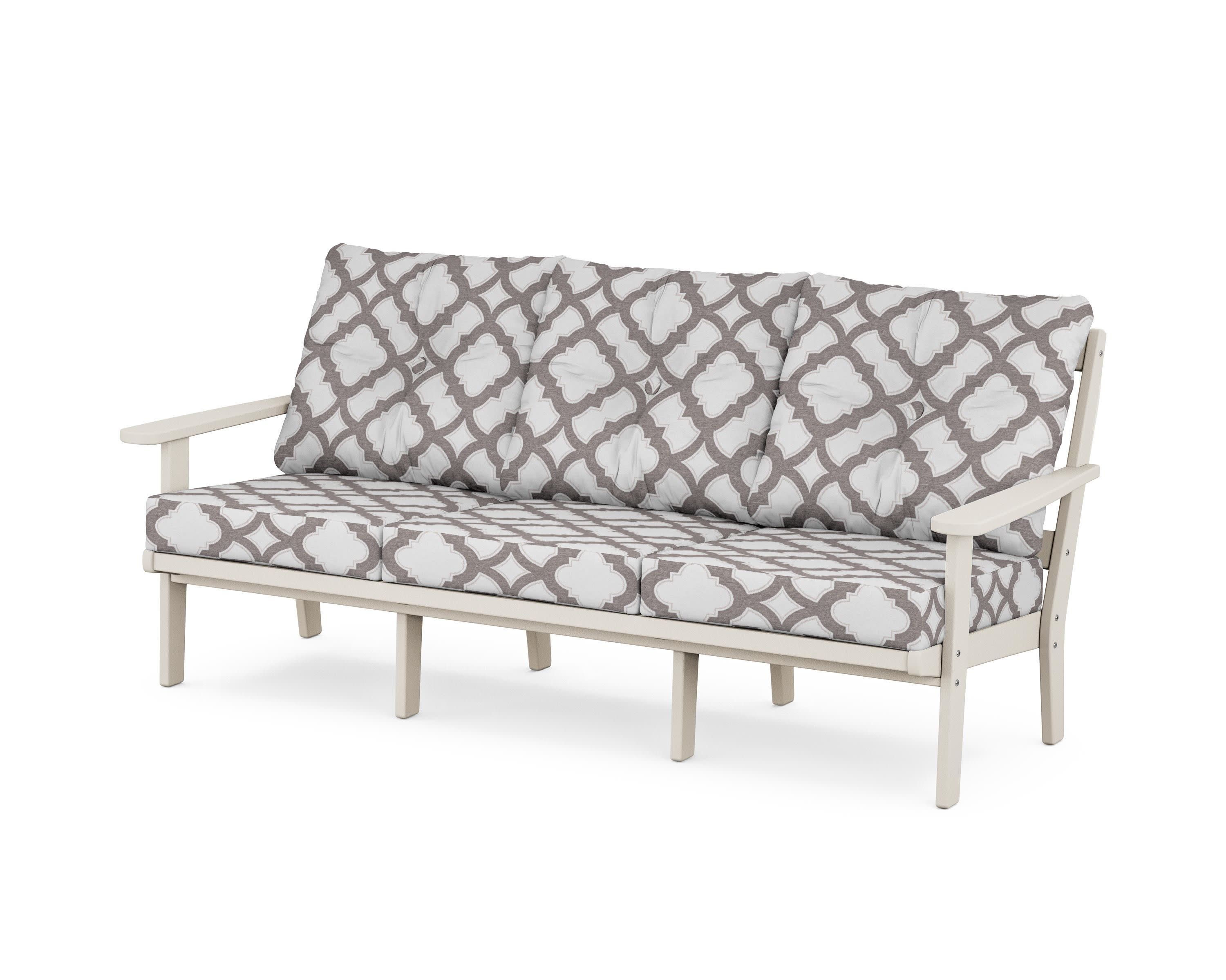 Cape Cod Deep Seating Sofa in Sand Castle / Trellis Grey Mist