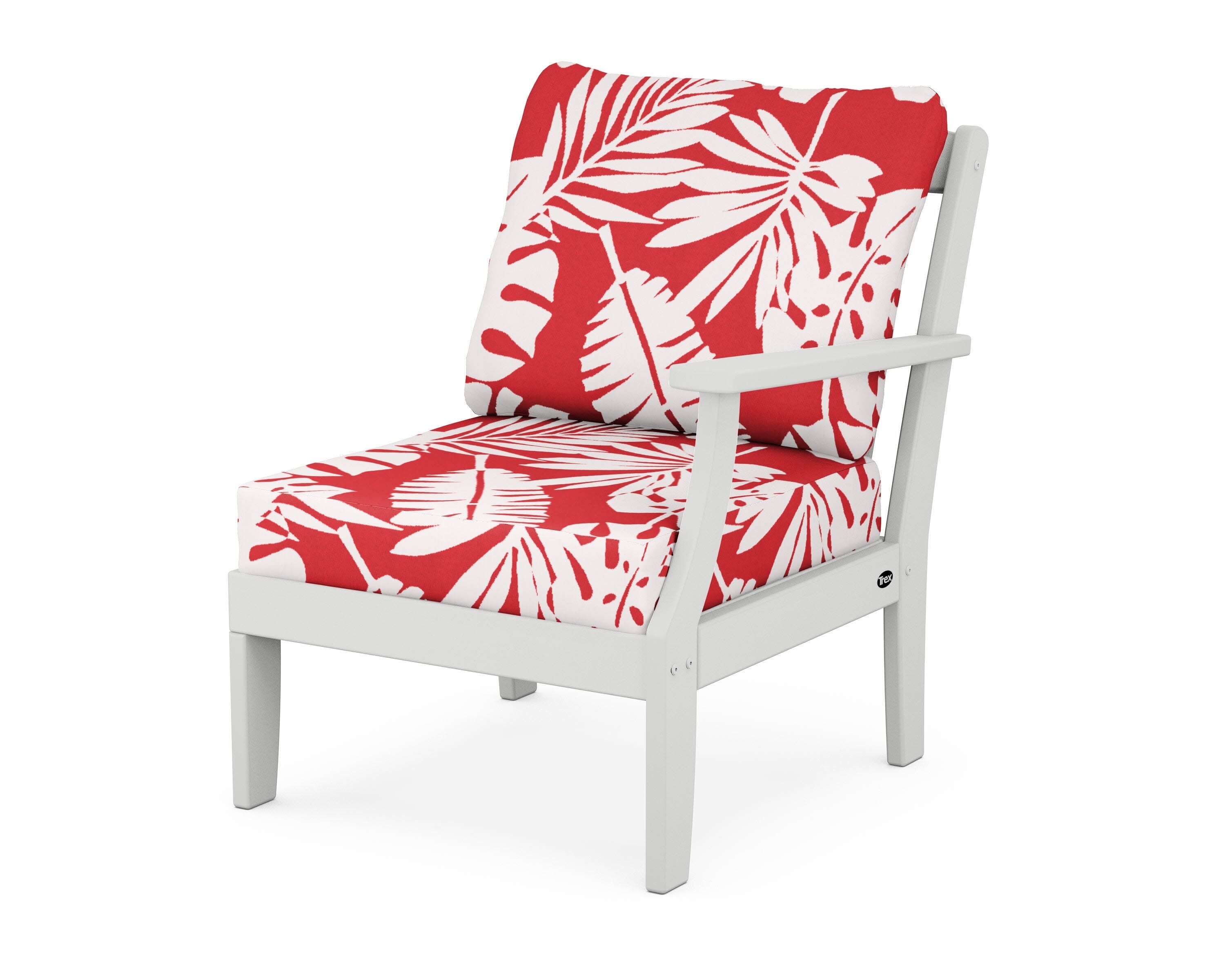 Yacht Club Modular Right Arm Chair in Classic White / Leaf Crimson