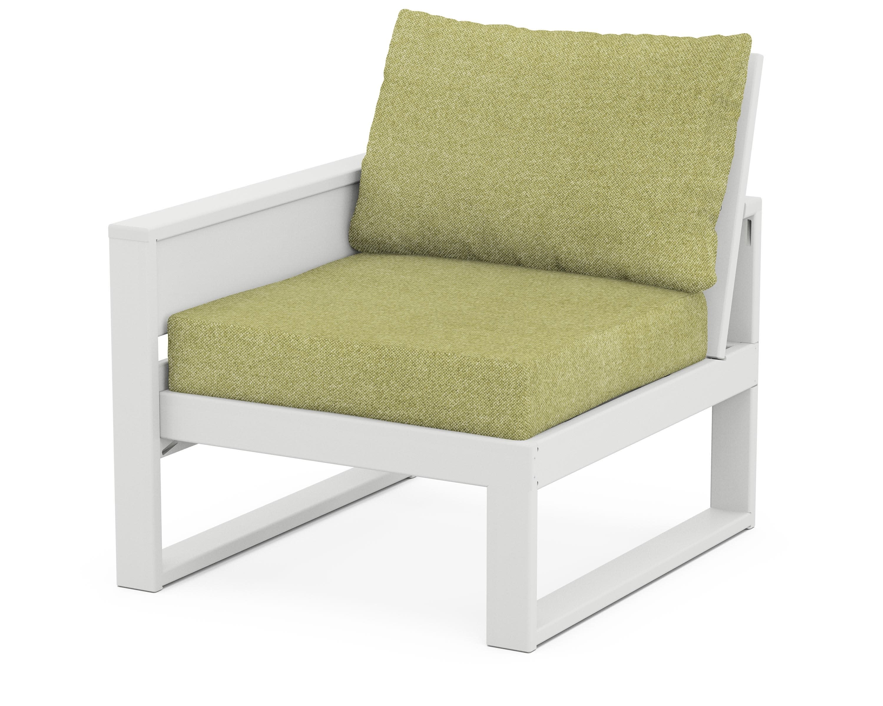 Eastport Modular Left Arm Chair in Classic White / Chartreuse Boucle