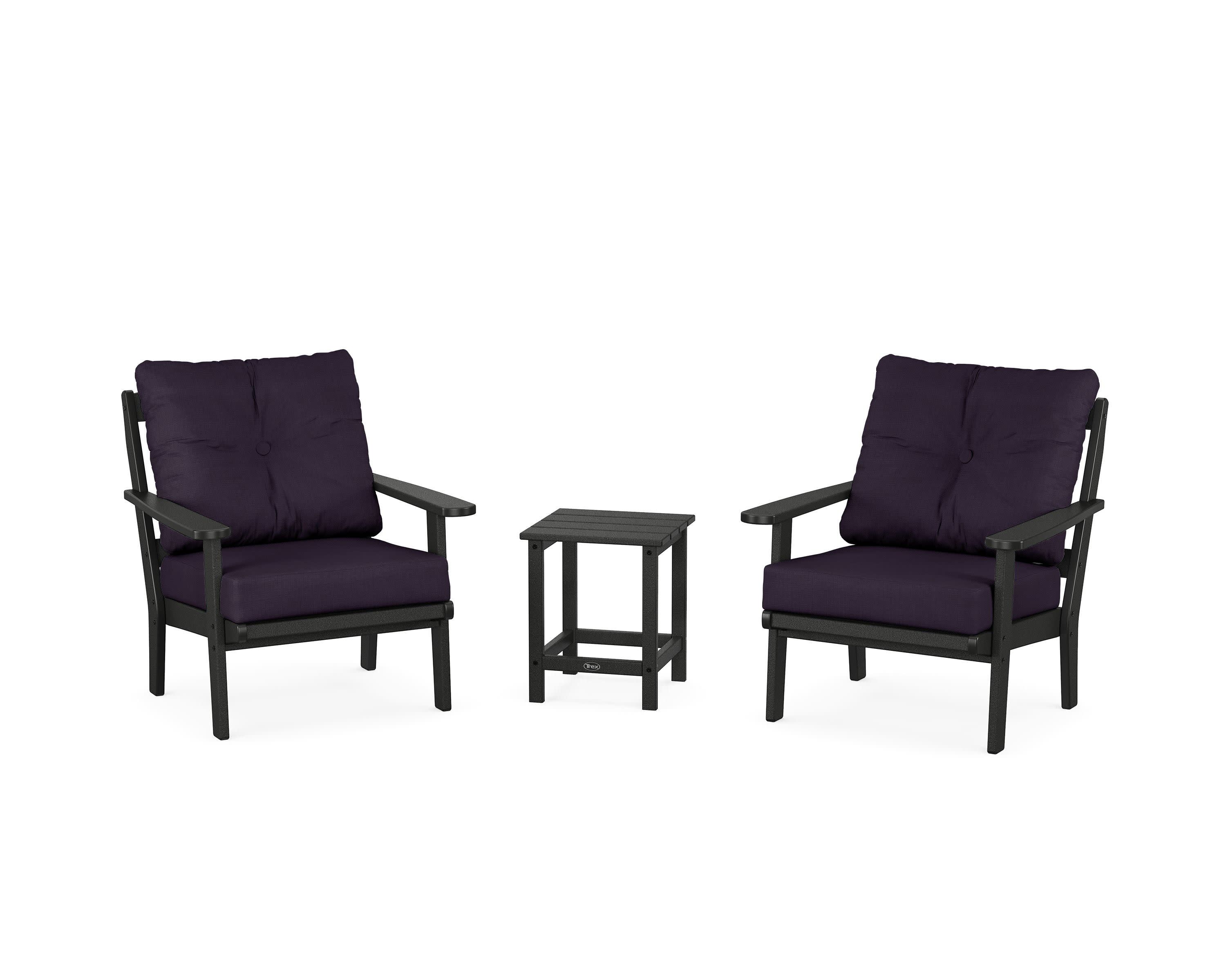 Cape Cod 3-Piece Deep Seating Set in Charcoal Black / Navy Linen