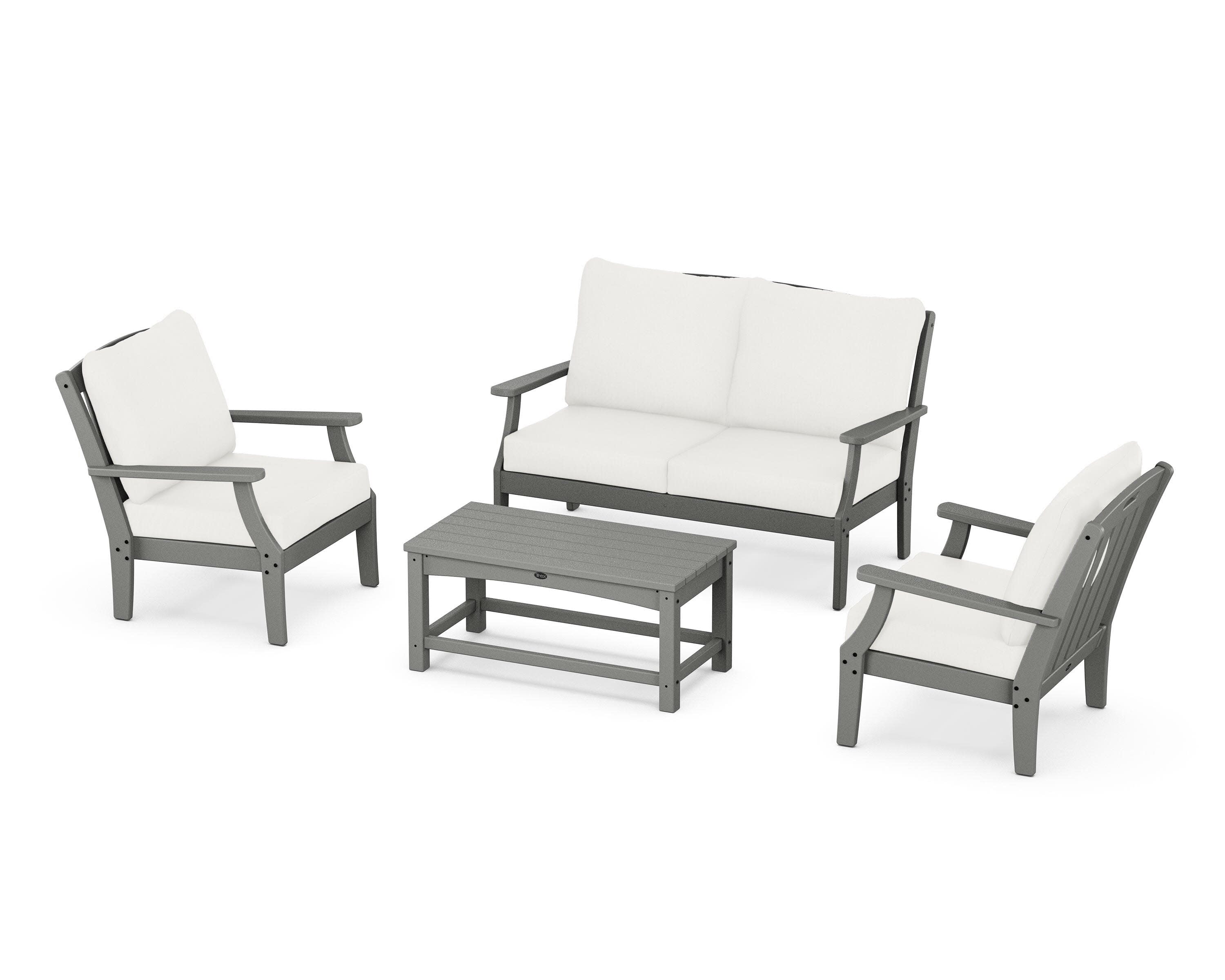 Yacht Club 4-Piece Deep Seating Chair Set in Stepping Stone / Natural Linen