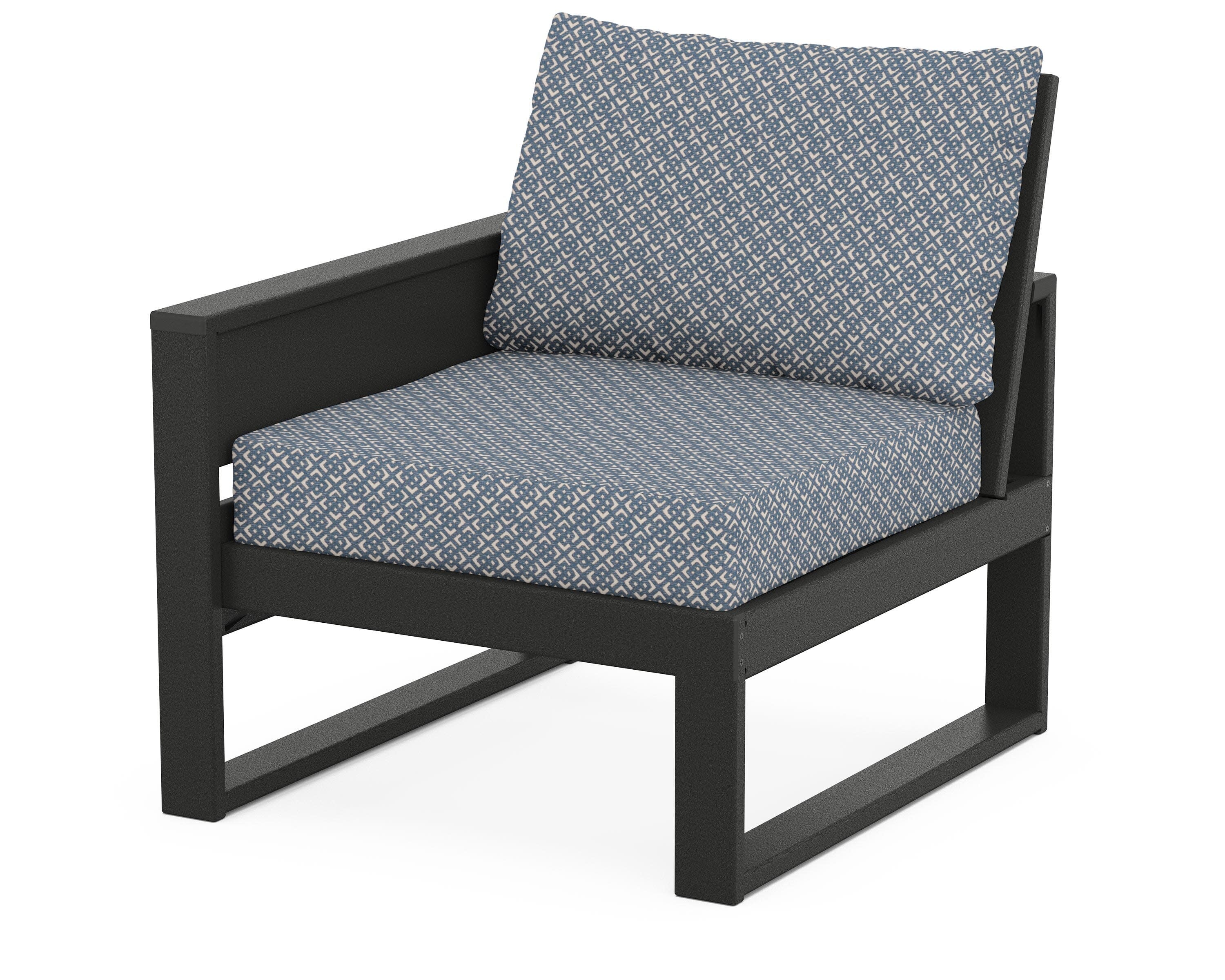 Eastport Modular Left Arm Chair in Charcoal Black / Hopscotch