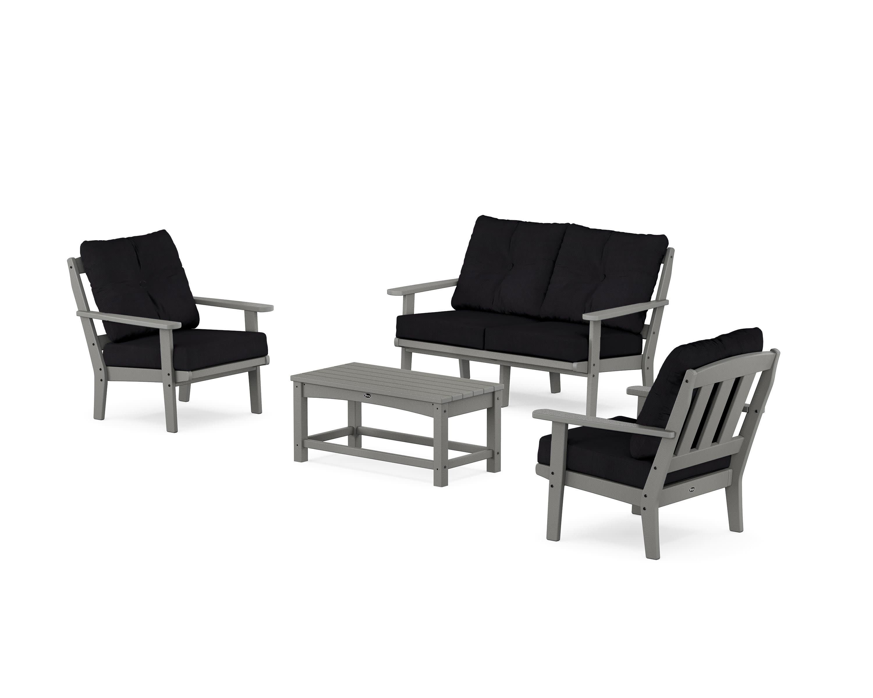 Cape Cod 4-Piece Deep Seating Set with Loveseat in Stepping Stone / Midnight Linen