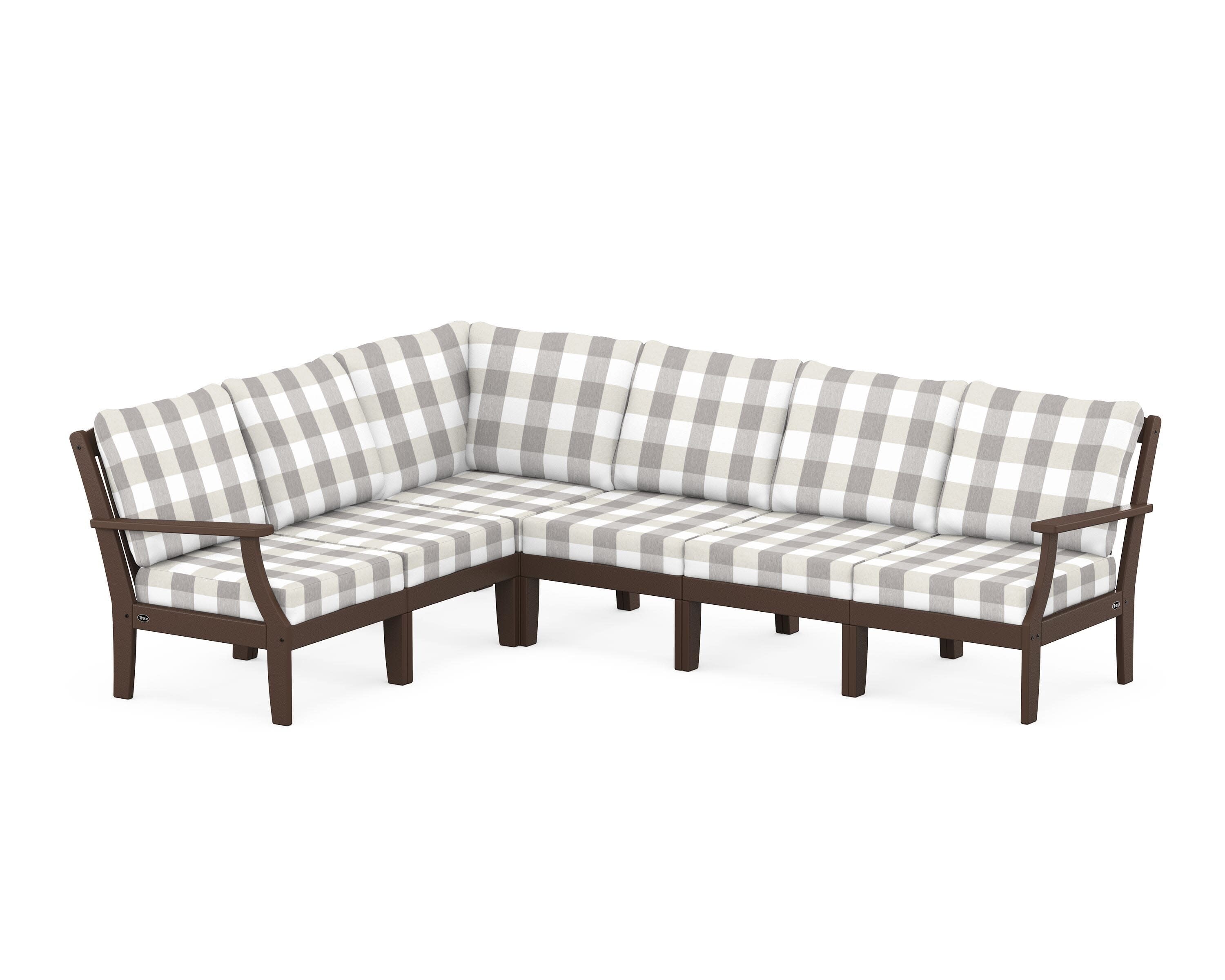 Yacht Club Modular 6-Piece Deep Seating Set in Vintage Lantern / Buffalo Plaid Grey Mist