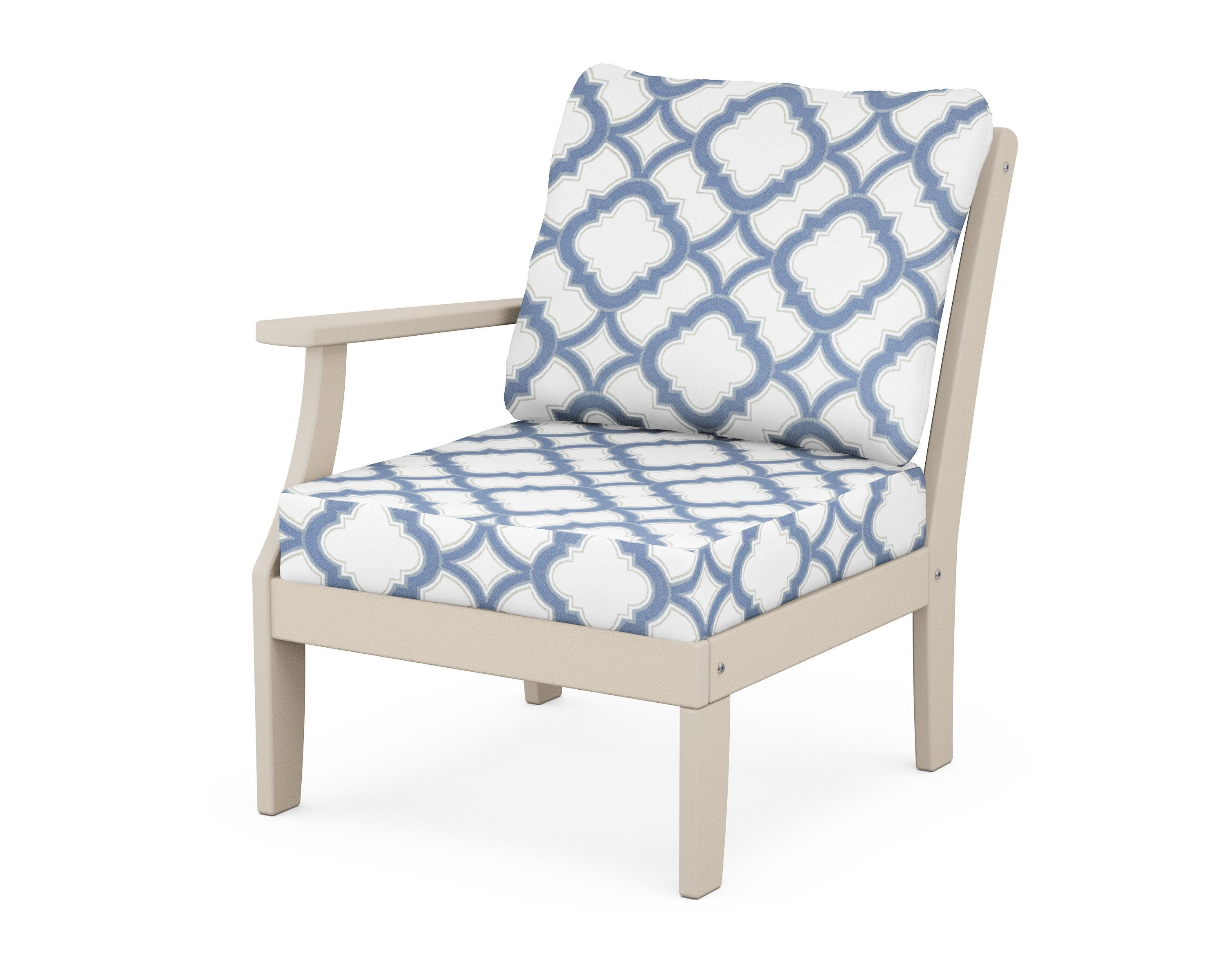 Yacht Club Modular Left Arm Chair in Sand Castle / Trellis Sky Blue