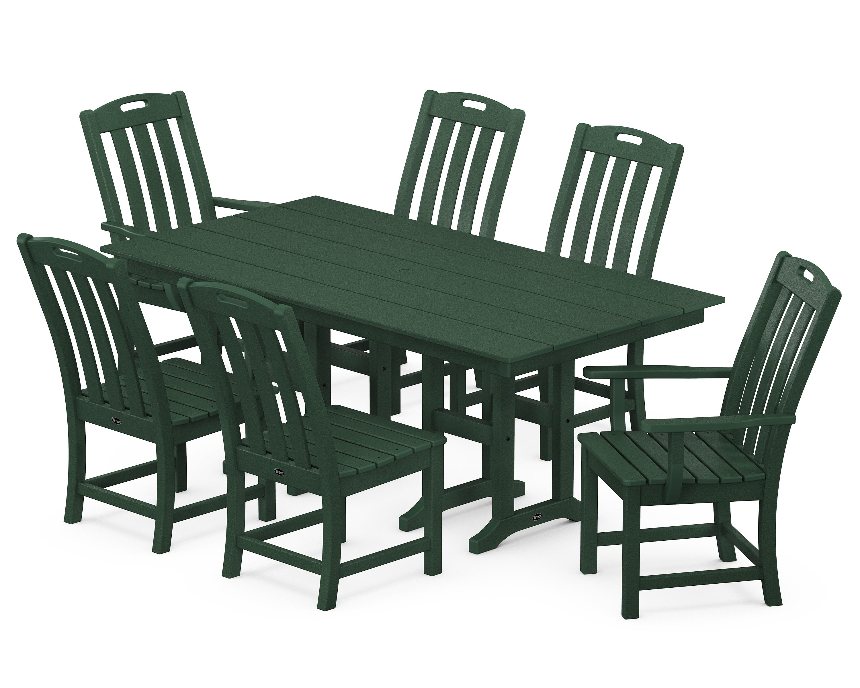 Yacht Club 7-Piece Farmhouse Dining Set in Rainforest Canopy
