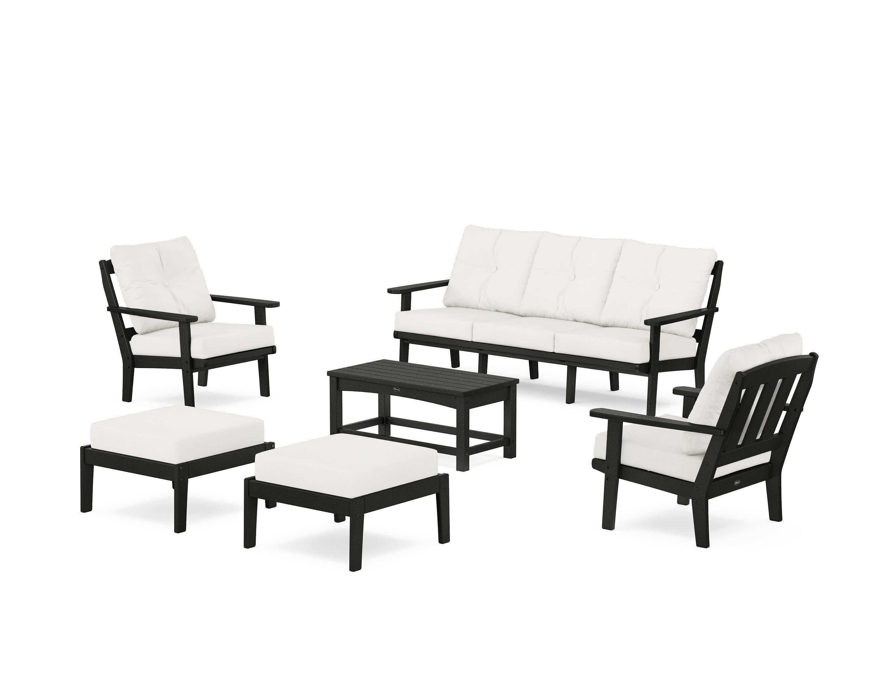 Cape Cod 6-Piece Lounge Sofa Set in Charcoal Black / Natural Linen