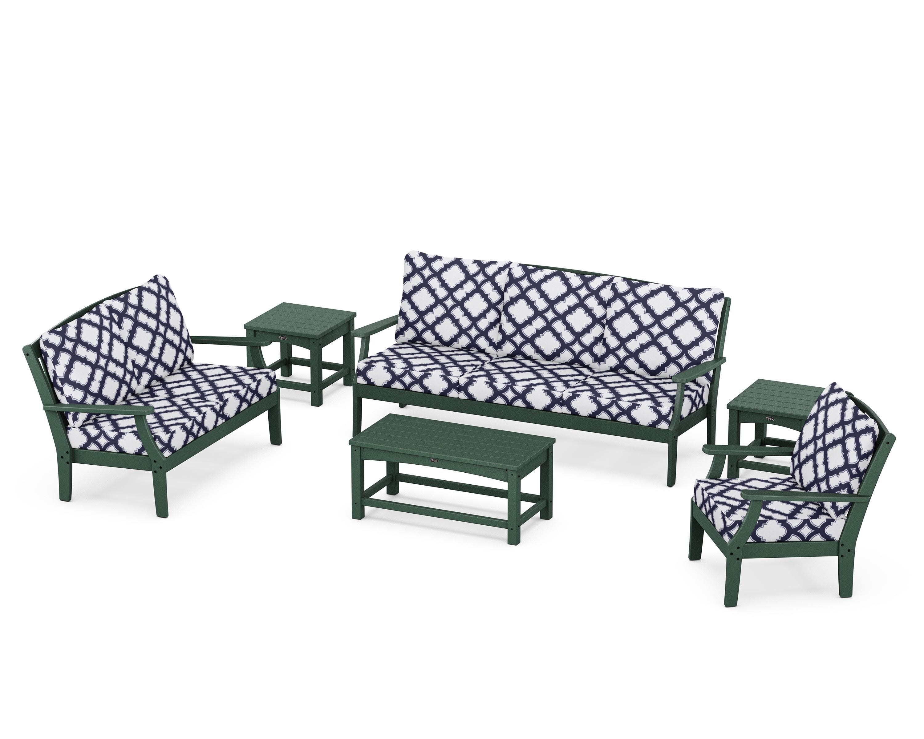Yacht Club 6-Piece Deep Seating Set in Rainforest Canopy / Trellis Navy