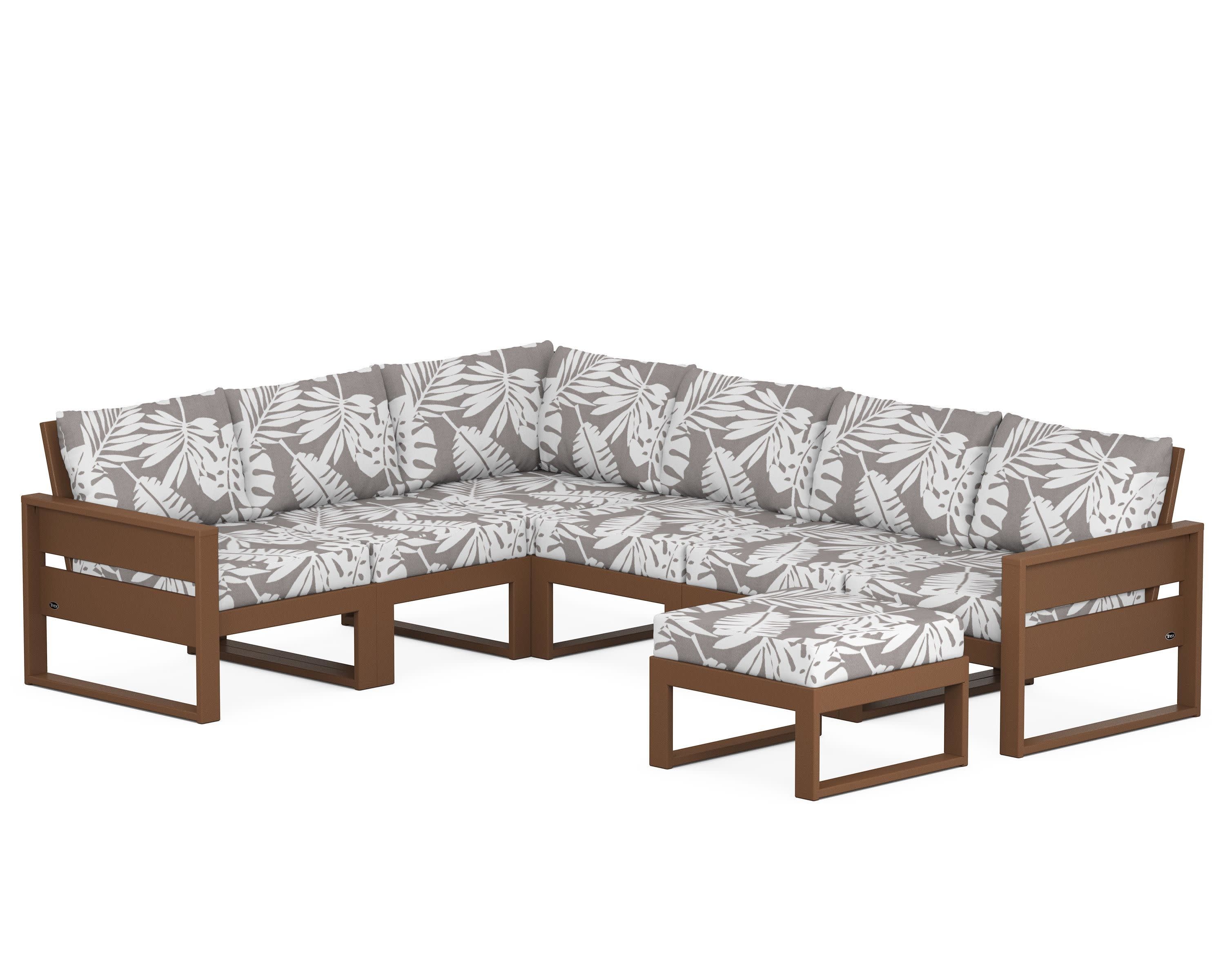 Eastport 6-Piece Sectional with Ottoman in Tree House / Leaf Grey Mist