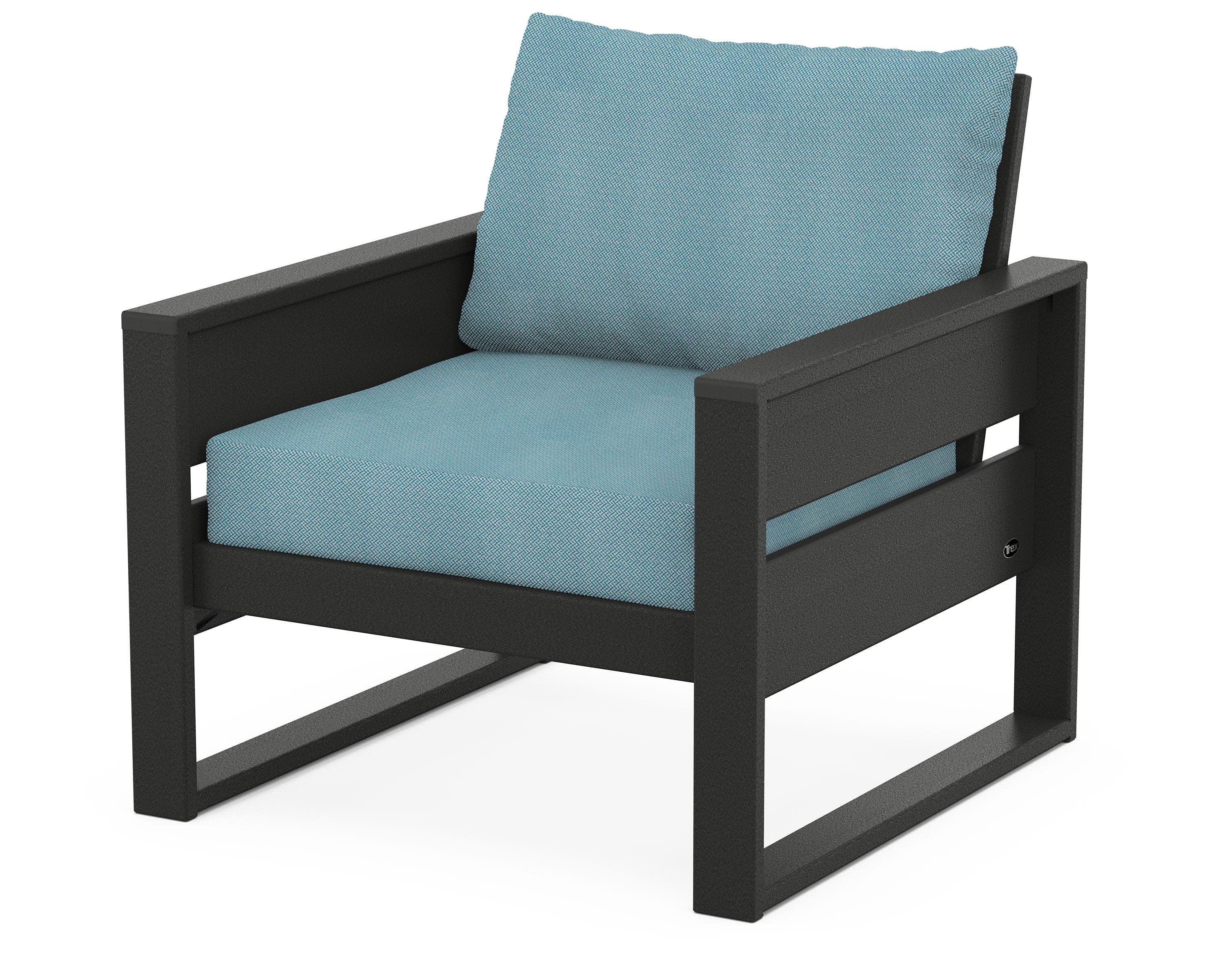 Eastport Club Chair in Charcoal Black / Lattice Sky Blue