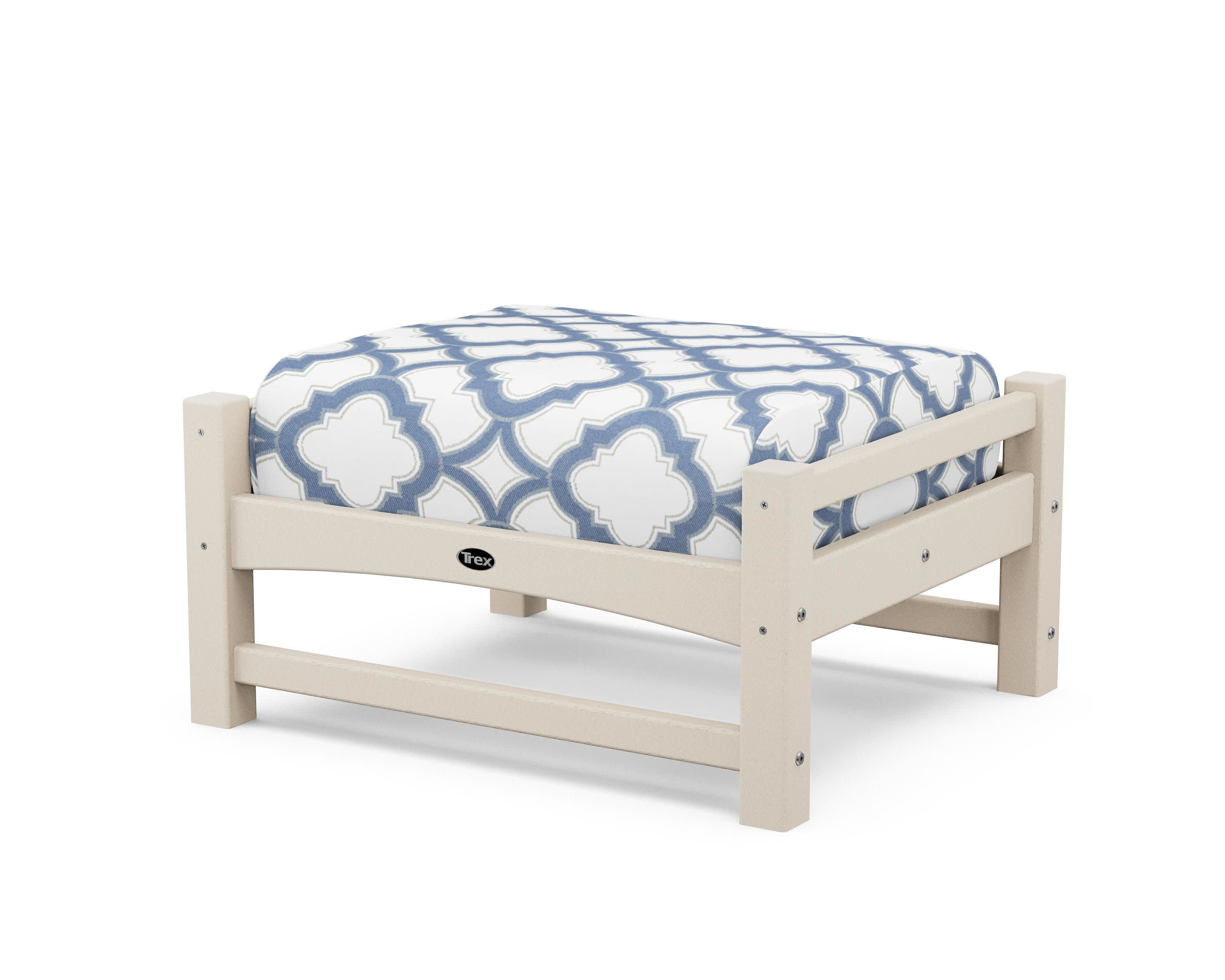 Rockport Club Ottoman in Sand Castle / Trellis Sky Blue