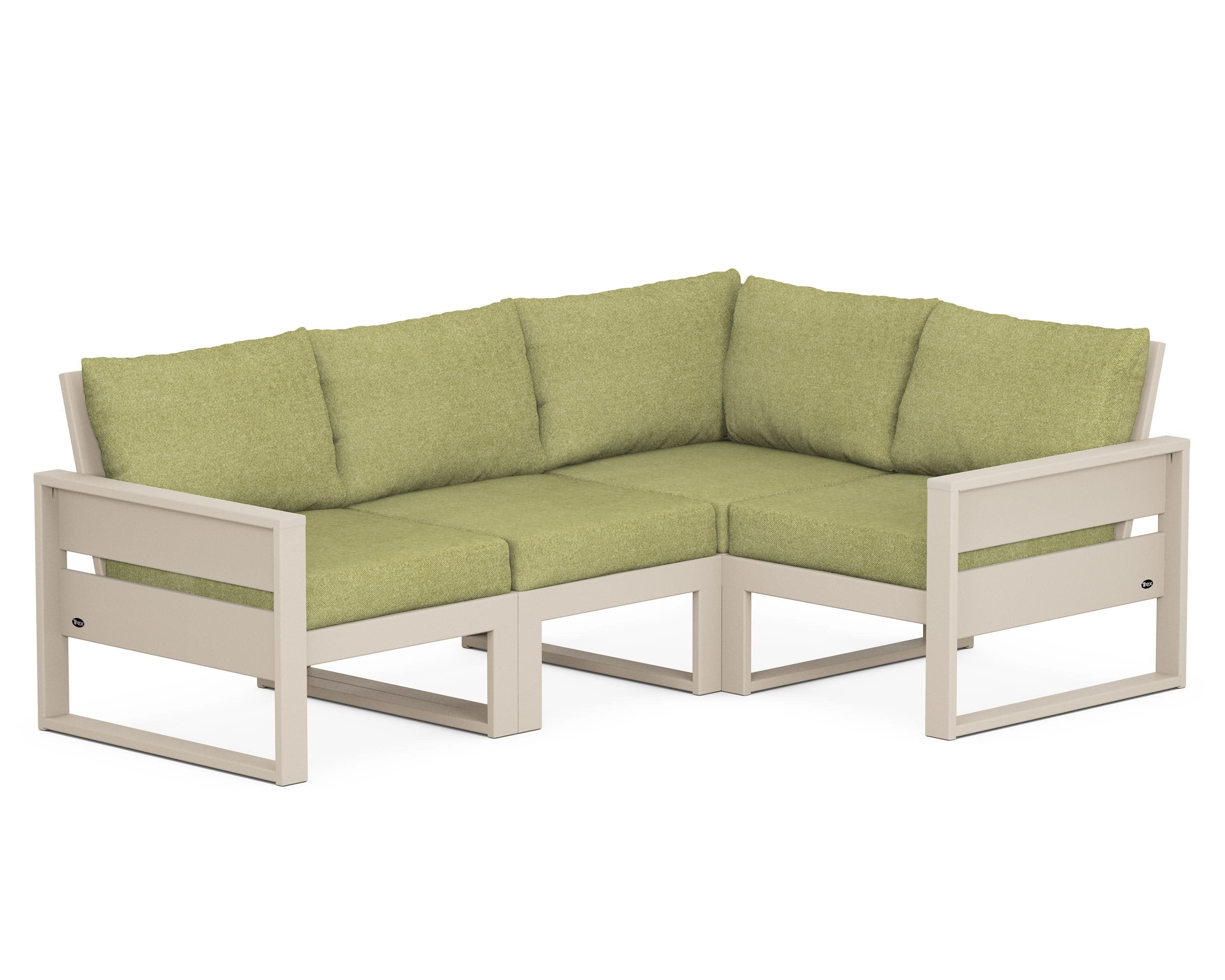 Eastport 4- Piece Sectional in Sand Castle / Chartreuse Boucle