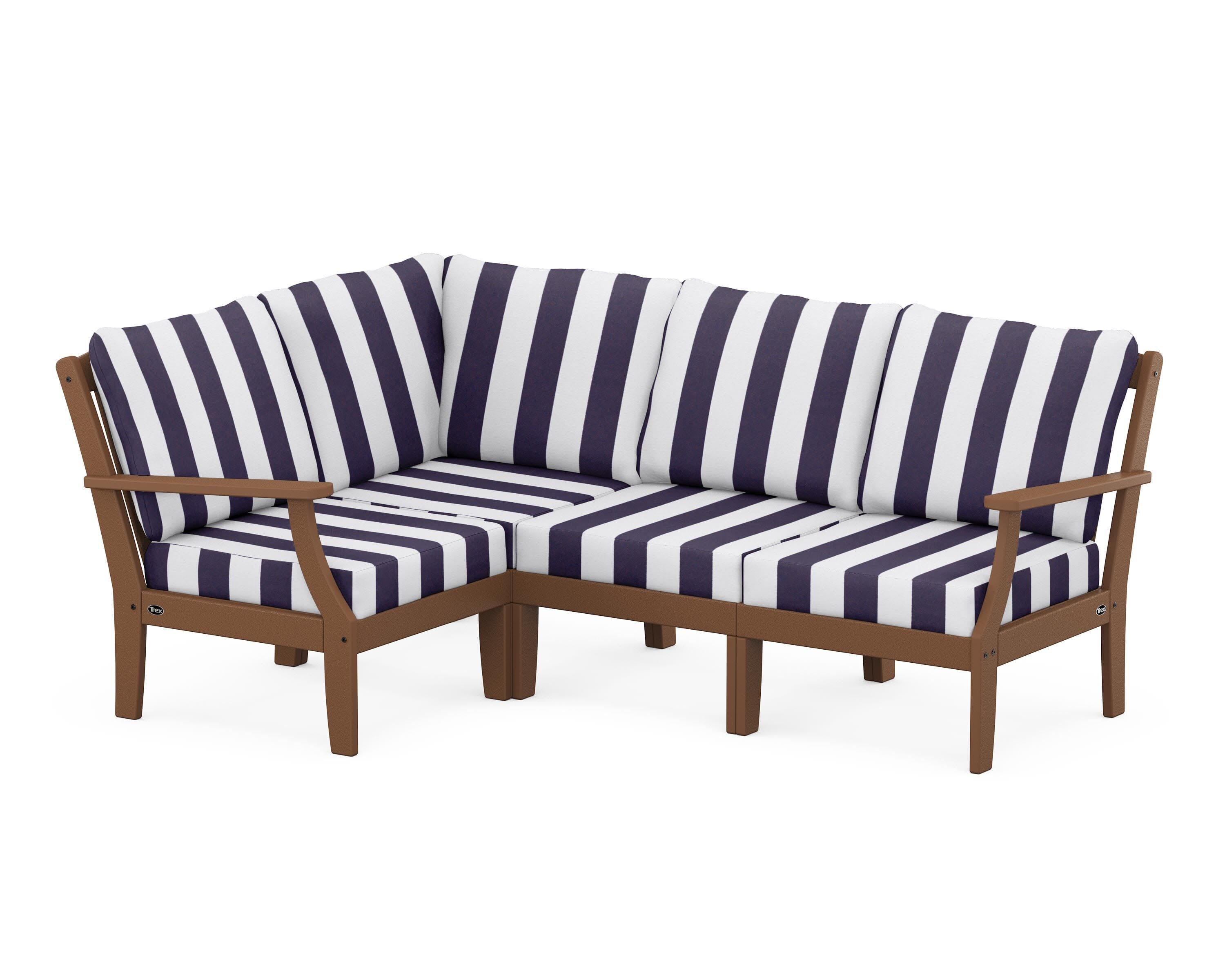 Yacht Club Modular 4-Piece Deep Seating Set in Tree House / Cabana Stripe Navy