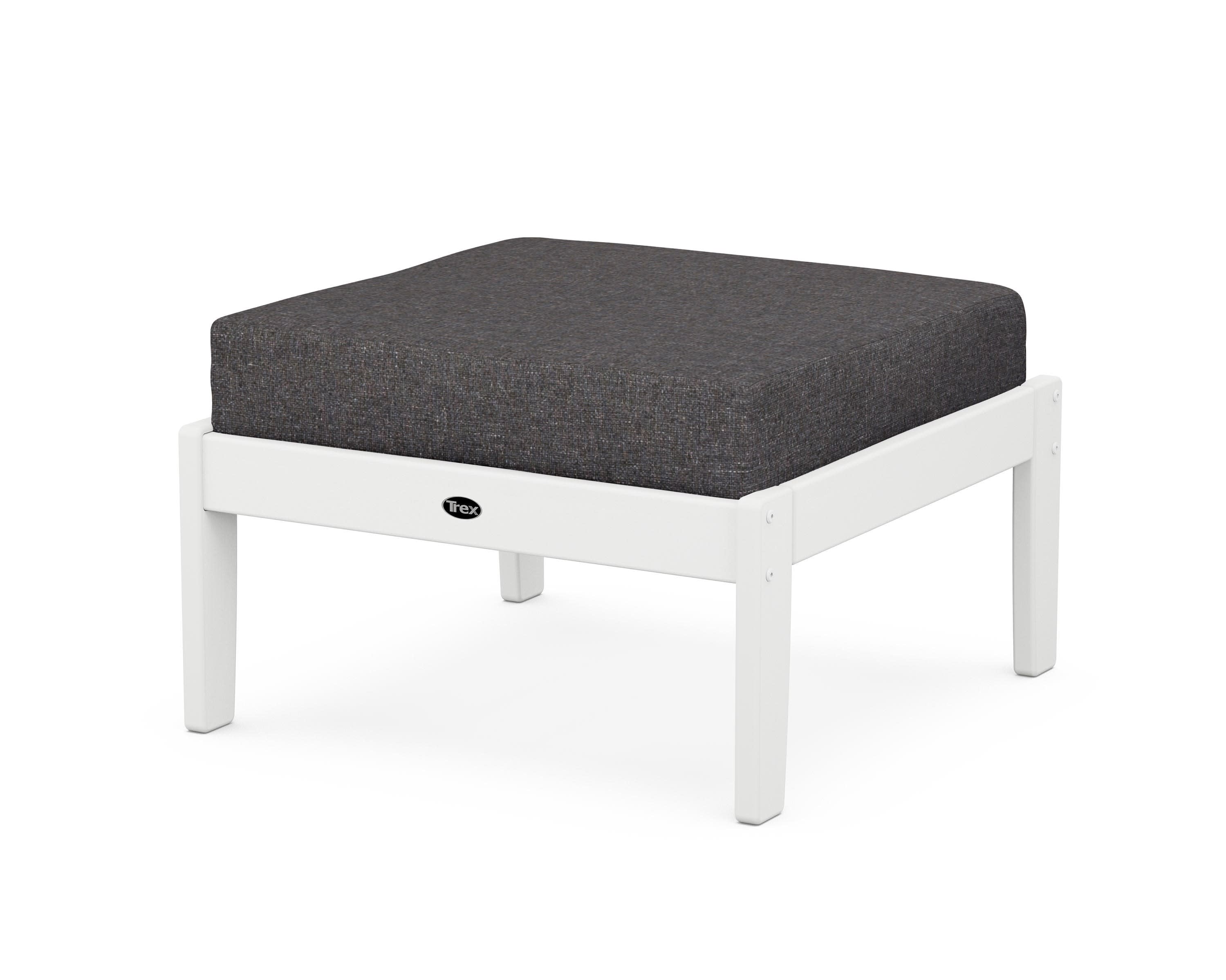 Yacht Club Deep Seating Ottoman in Classic White / Ash Charcoal