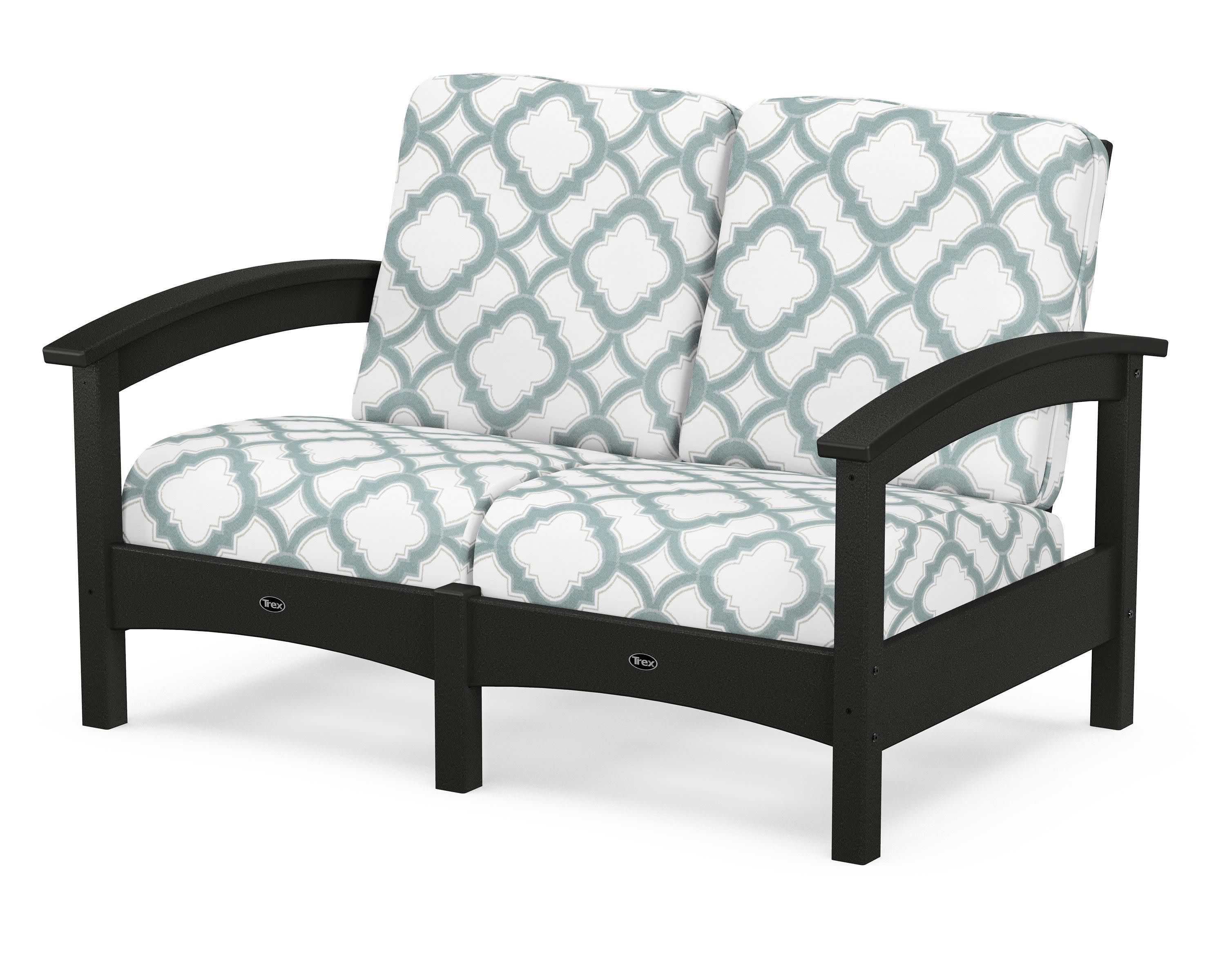 Rockport Club Loveseat in Charcoal Black / Trellis Glacier Spa