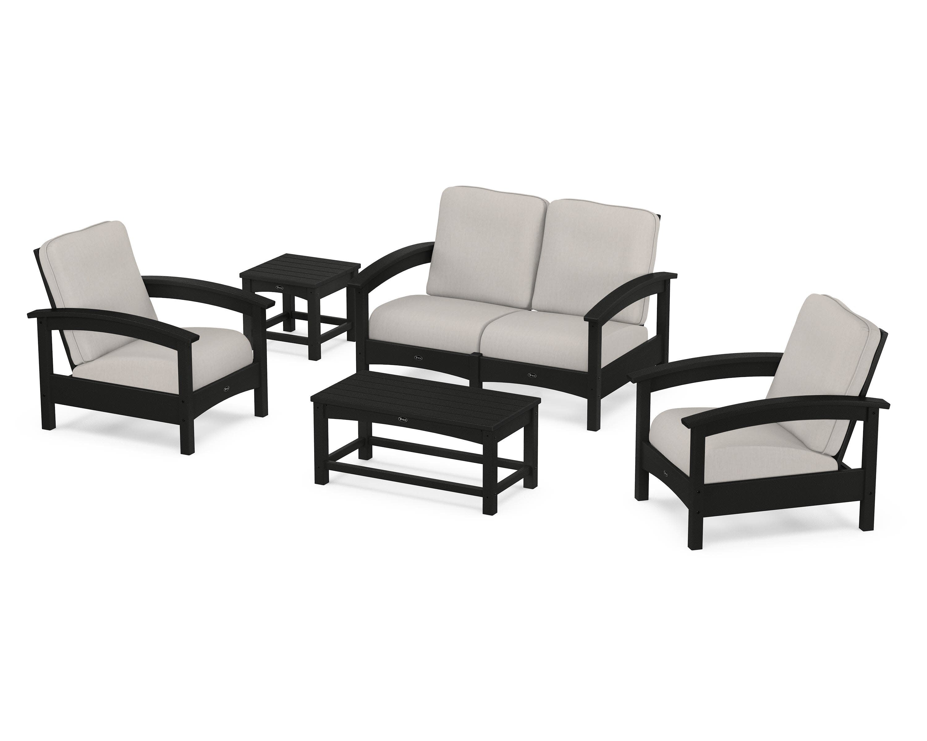 Rockport Club 6-Piece Deep Seating Conversation Set in Charcoal Black / Cast Ash