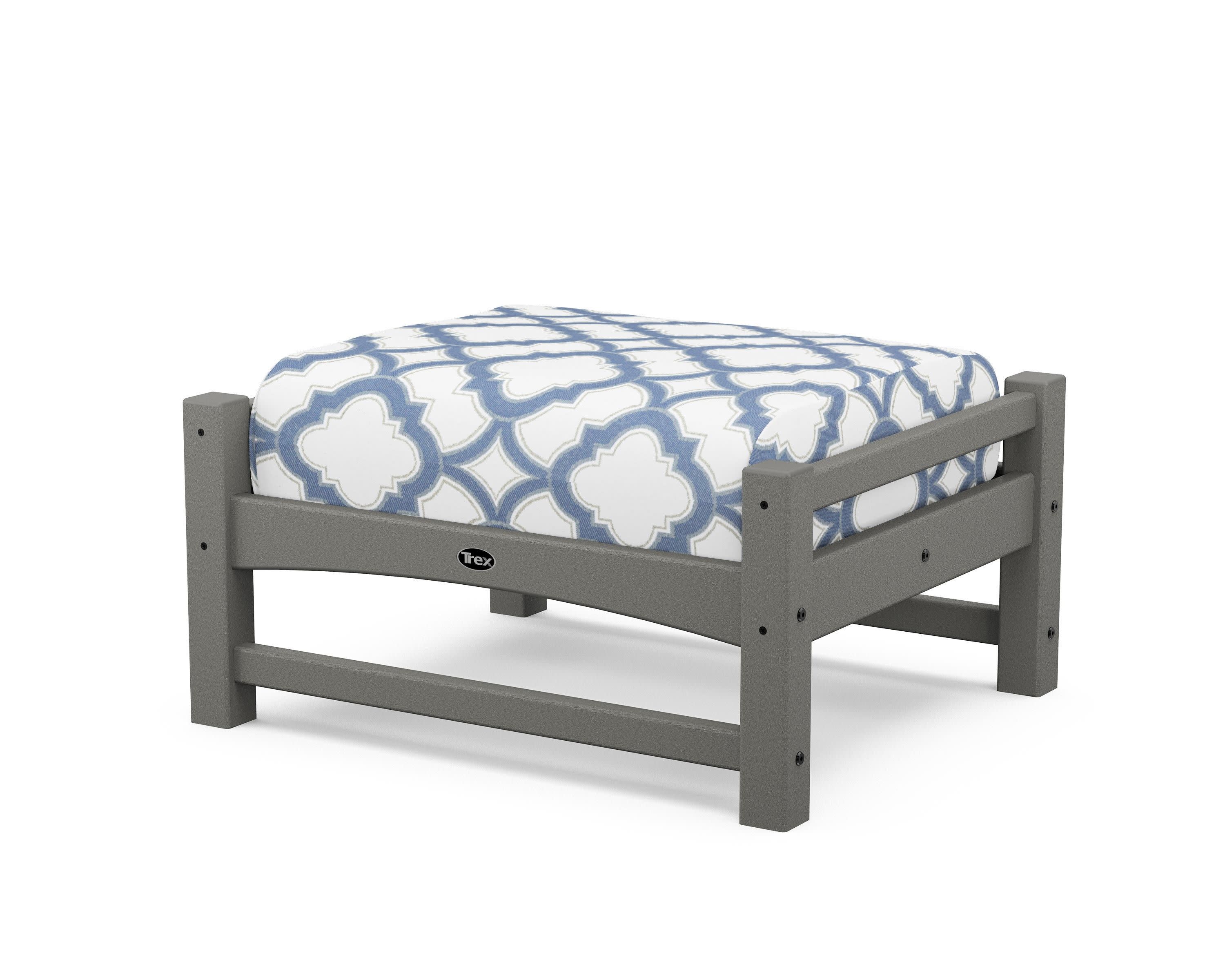 Rockport Club Ottoman in Stepping Stone / Trellis Sky Blue