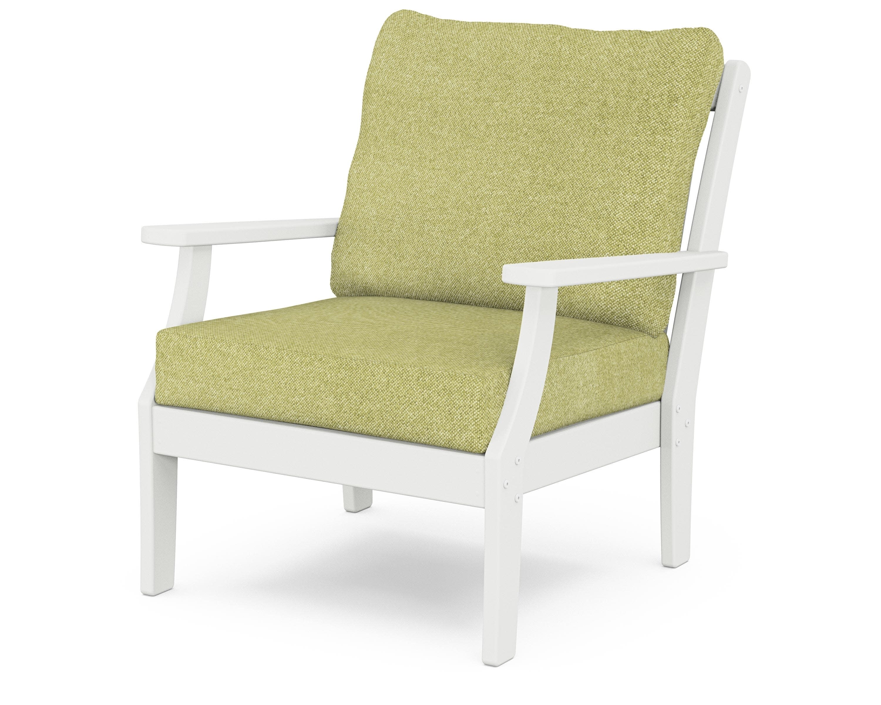 Yacht Club Deep Seating Chair in Classic White / Chartreuse Boucle