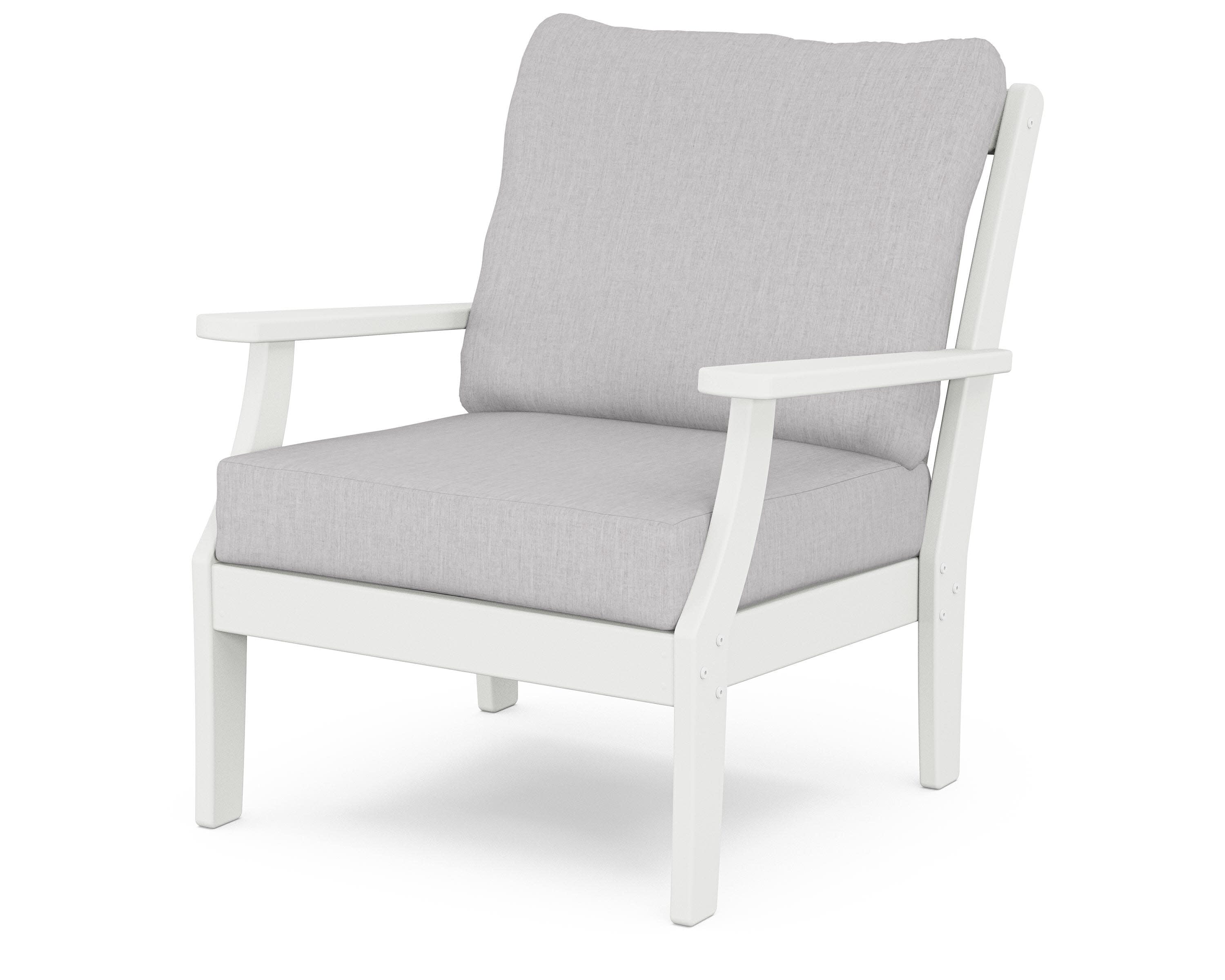 Yacht Club Deep Seating Chair in Classic White / Granite