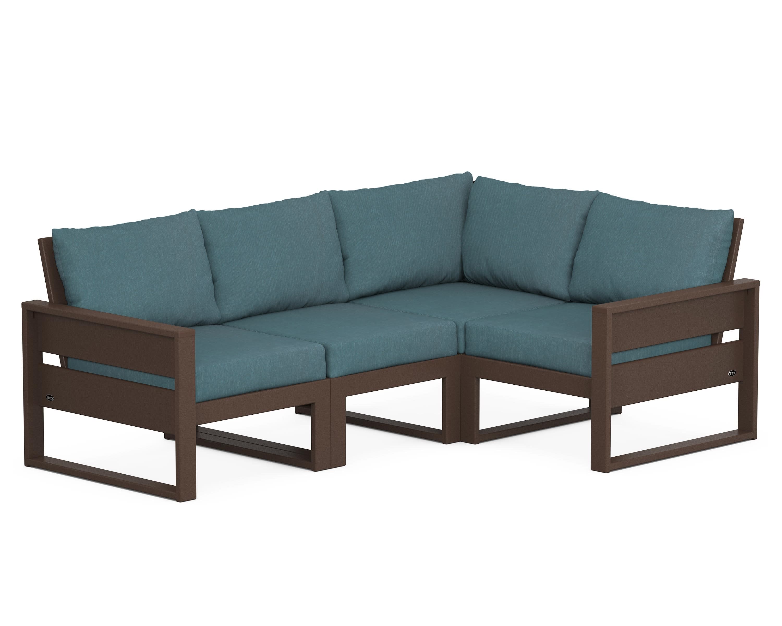 Eastport 4- Piece Sectional in Vintage Lantern / Ocean Teal