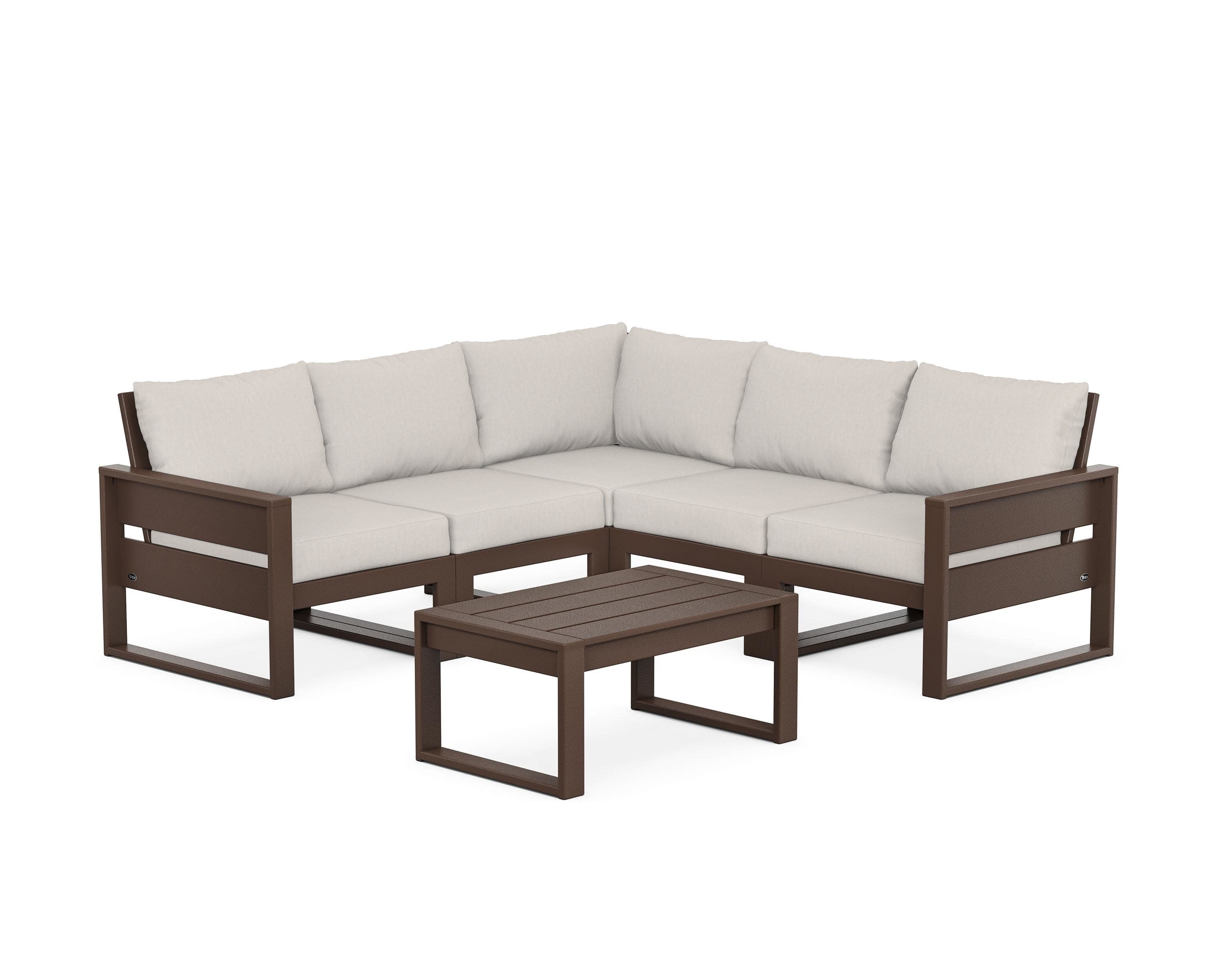 Eastport 6-Piece Deep Seating Sectional + Coffee Table Set in Vintage Lantern / Cast Ash
