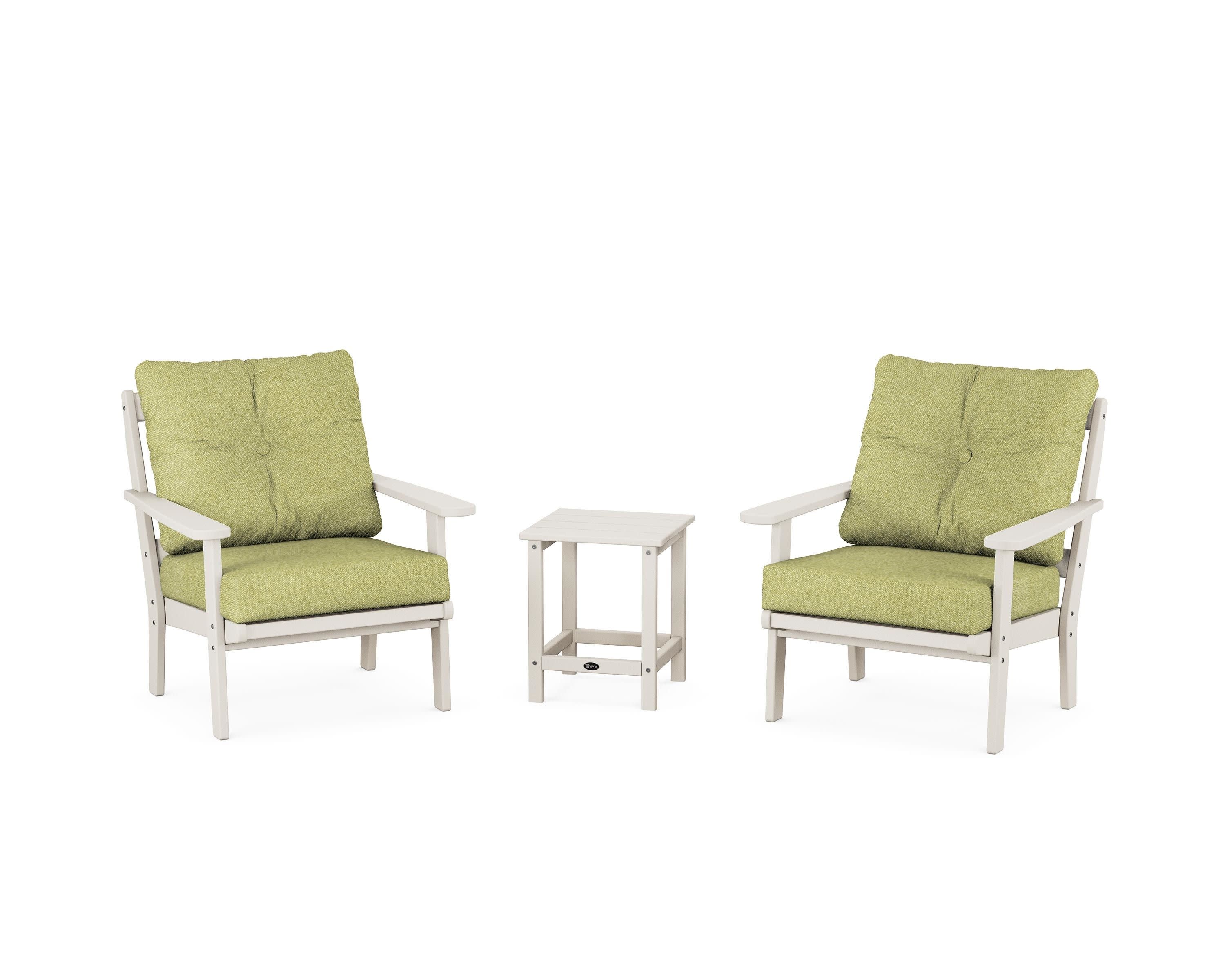Cape Cod 3-Piece Deep Seating Set in Sand Castle / Chartreuse Boucle