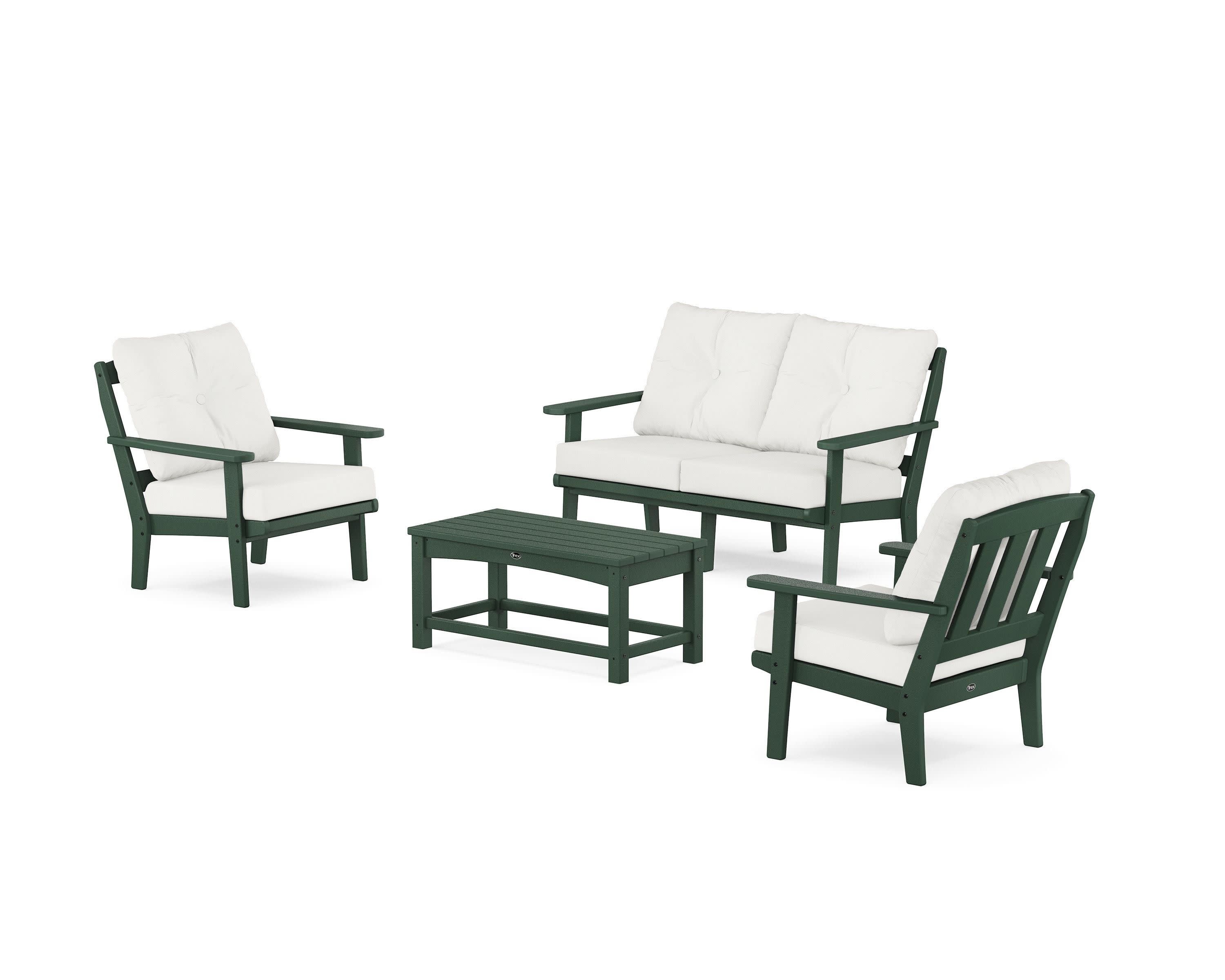Cape Cod 4-Piece Deep Seating Set with Loveseat in Rainforest Canopy / Natural Linen