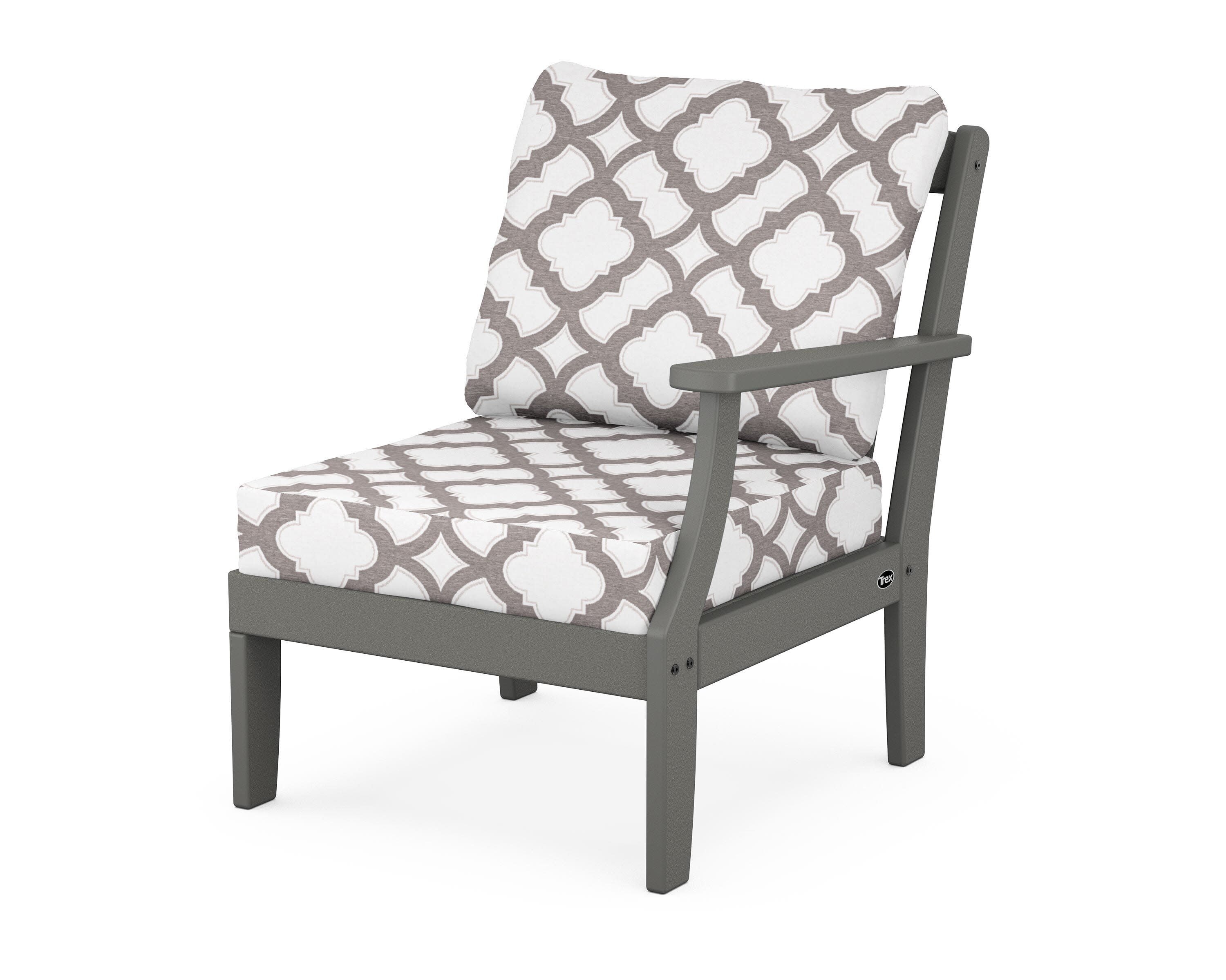 Yacht Club Modular Right Arm Chair in Stepping Stone / Trellis Grey Mist