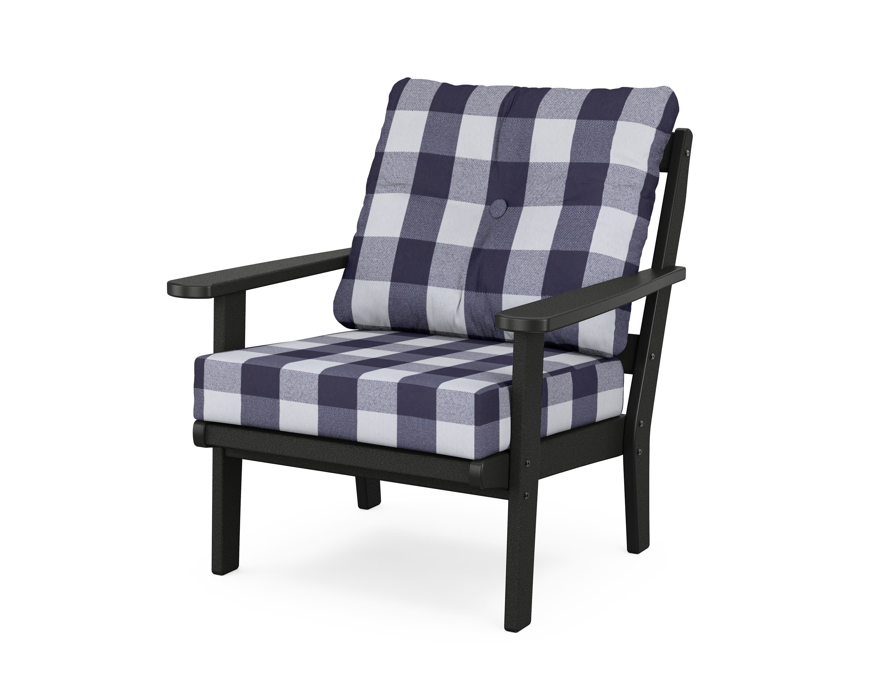 Cape Cod Deep Seating Chair in Charcoal Black / Buffalo Plaid Navy