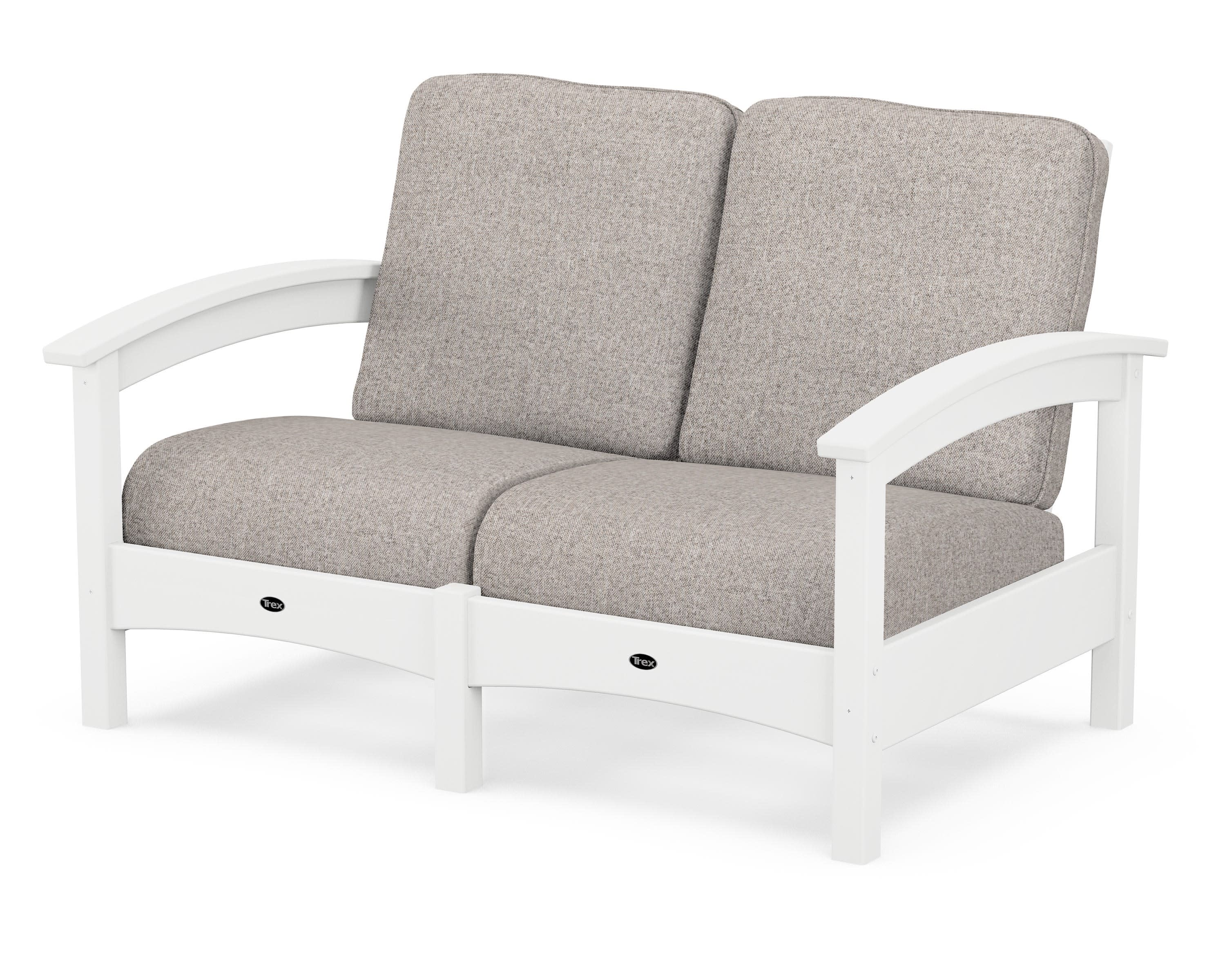Rockport Club Loveseat in Classic White / Weathered Tweed