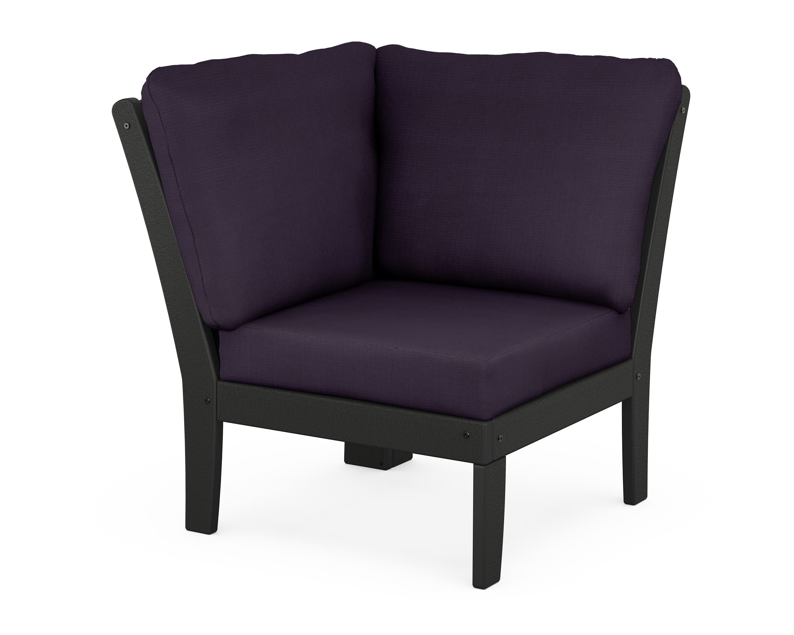 Yacht Club Modular Corner Chair in Charcoal Black / Navy Linen