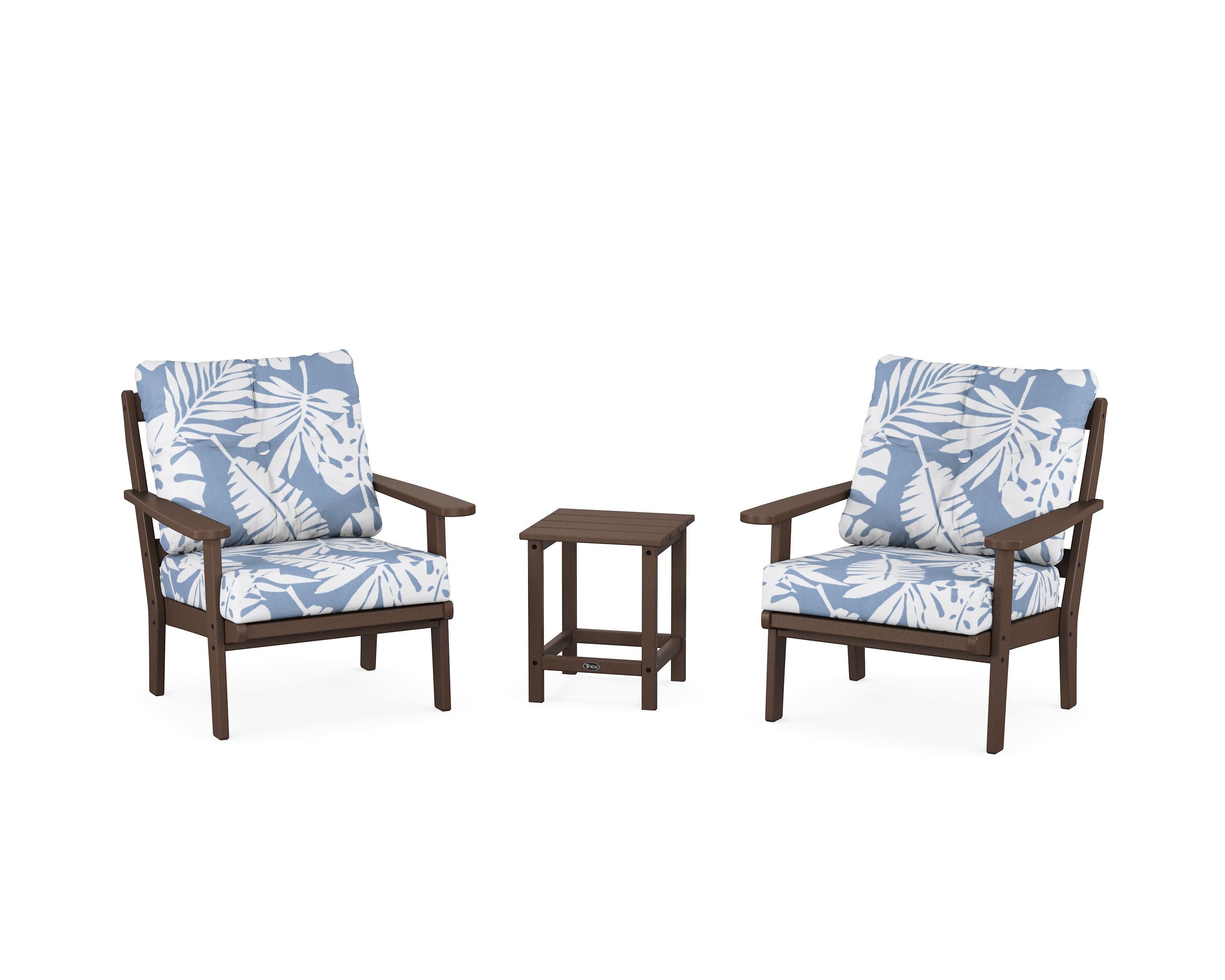 Cape Cod 3-Piece Deep Seating Set in Vintage Lantern / Leaf Sky Blue
