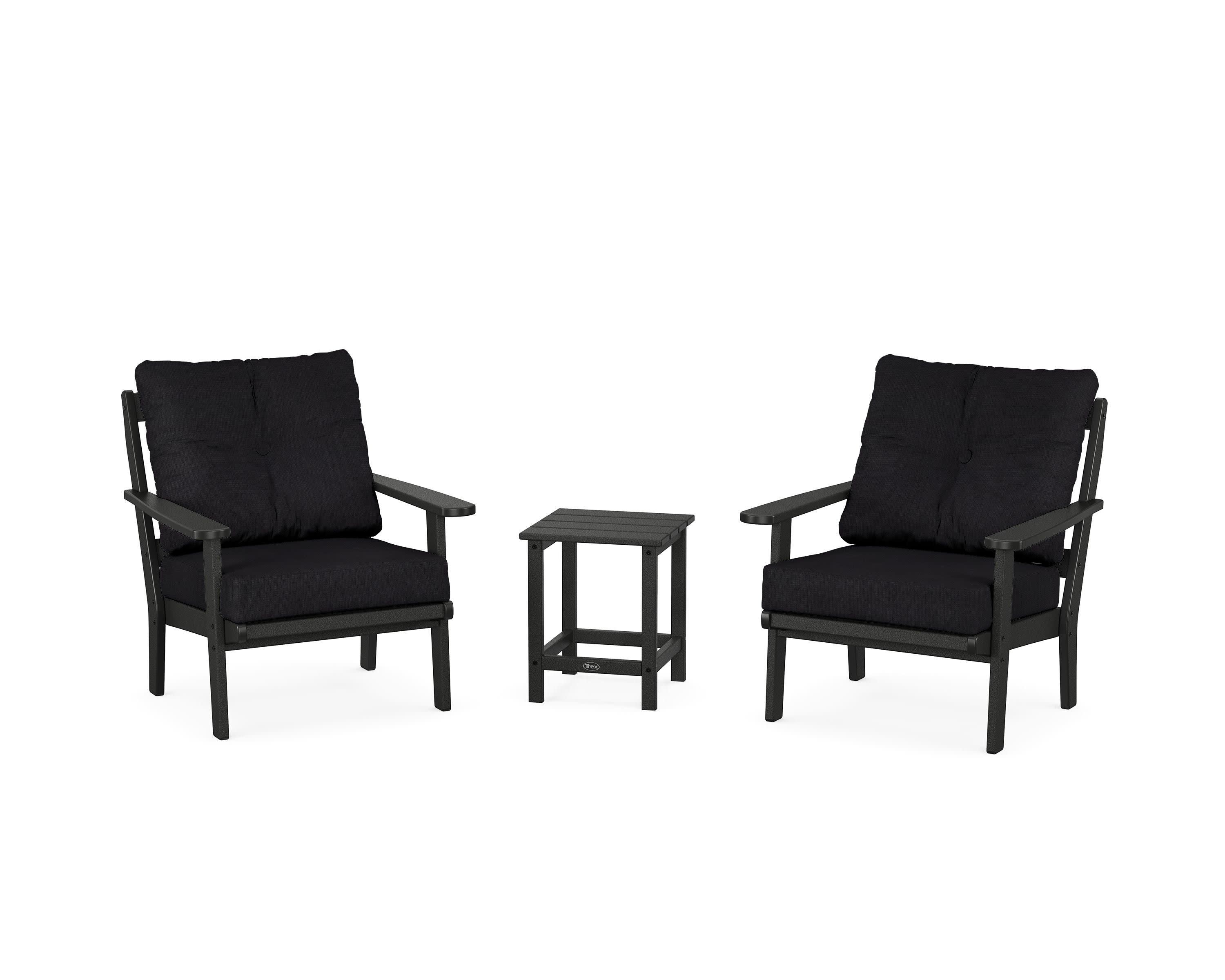 Cape Cod 3-Piece Deep Seating Set in Charcoal Black / Midnight Linen