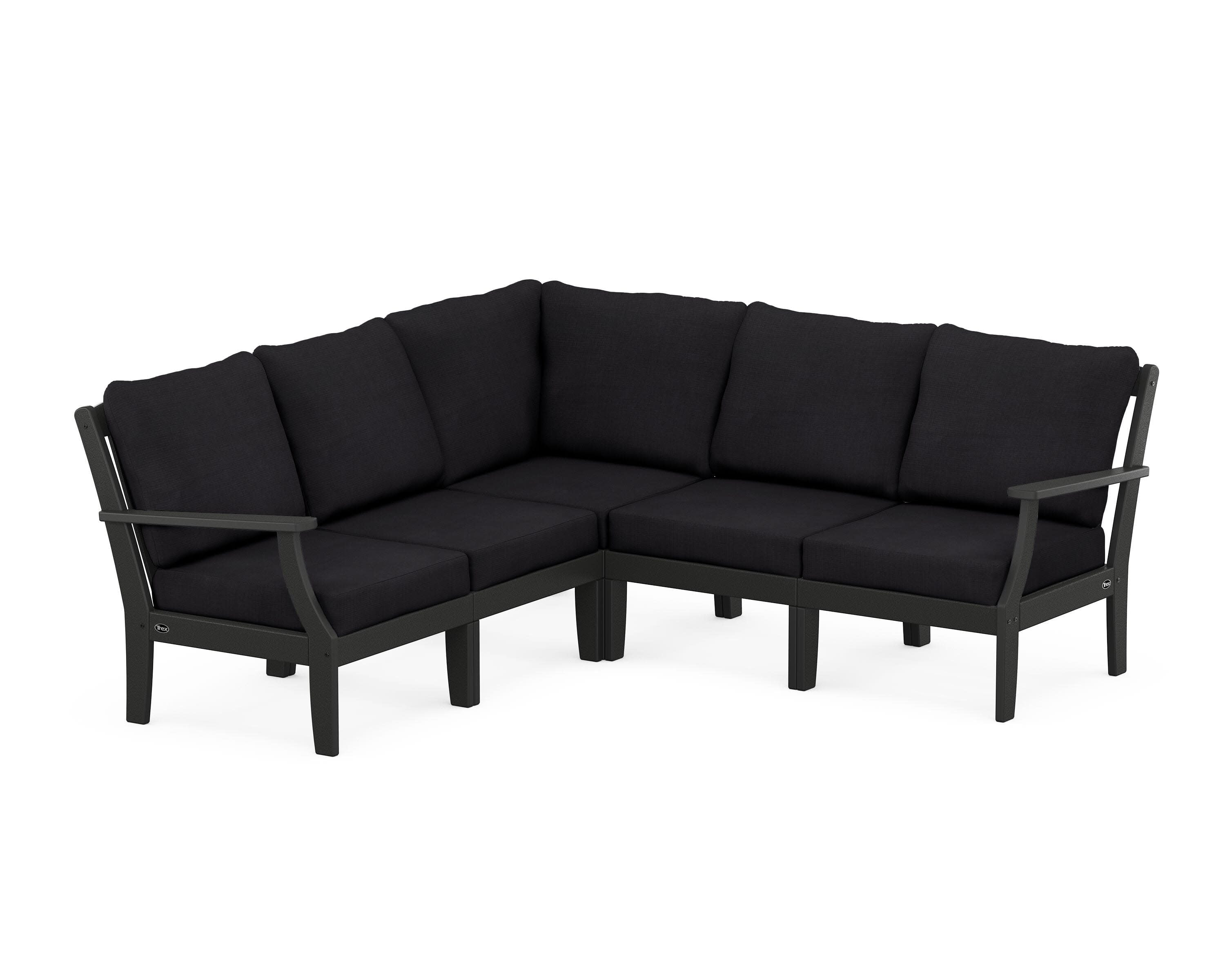 Yacht Club Modular 5-Piece Deep Seating Set in Charcoal Black / Midnight Linen