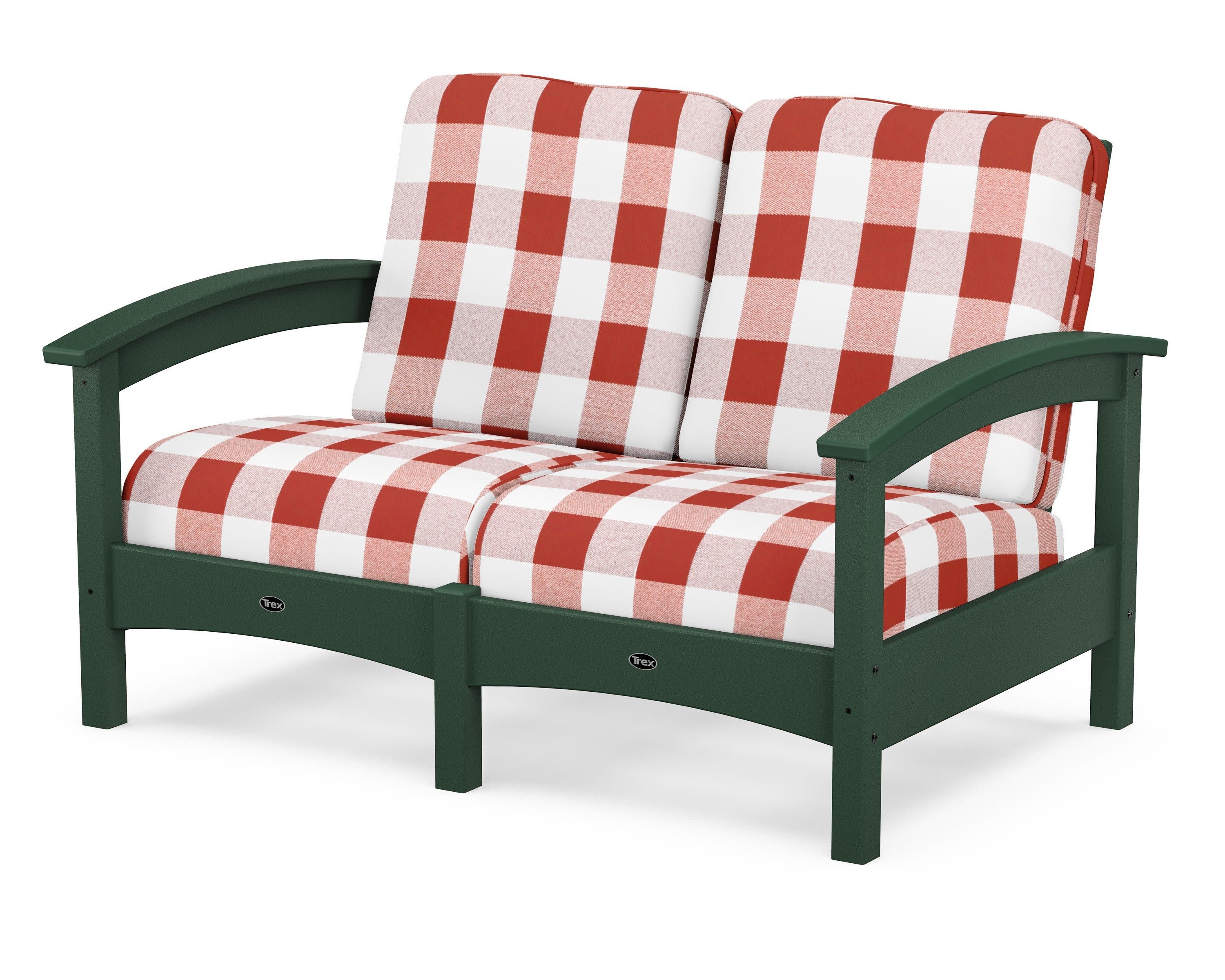 Rockport Club Loveseat in Rainforest Canopy / Buffalo Plaid Crimson