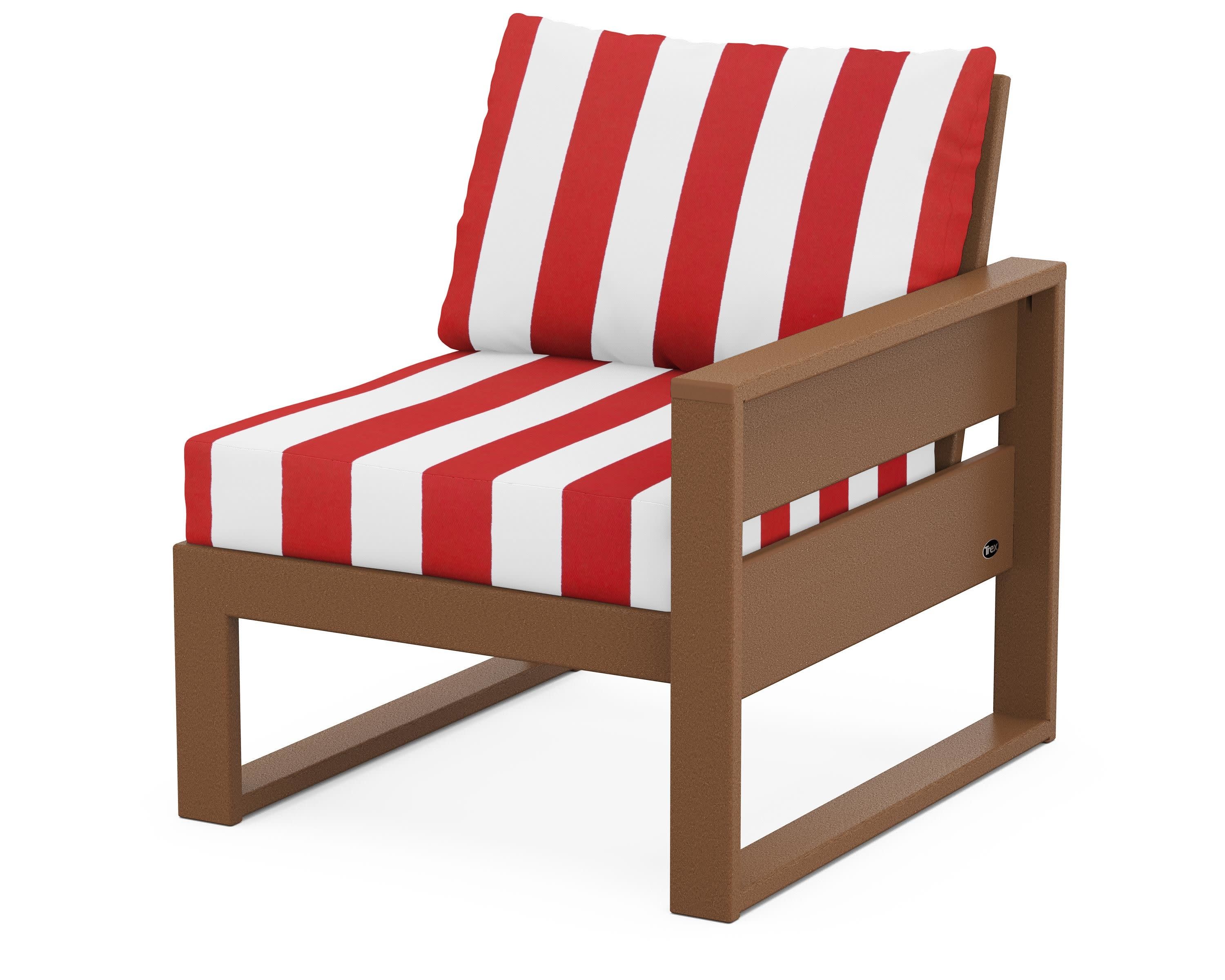 Eastport Modular Right Arm Chair in Tree House / Cabana Stripe Crimson